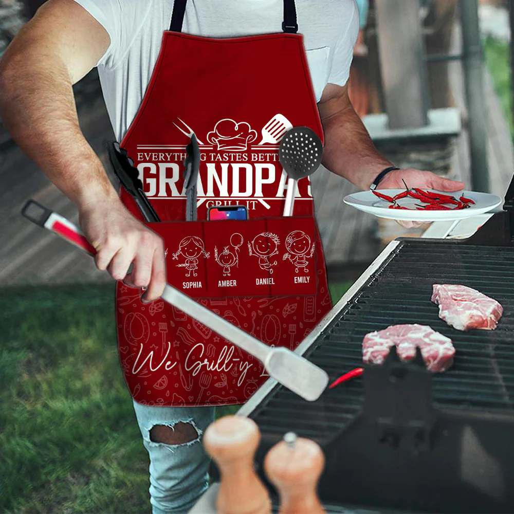 Everything Tastes Better When Grandpa's Grill It - Personalized Apron - Image 4