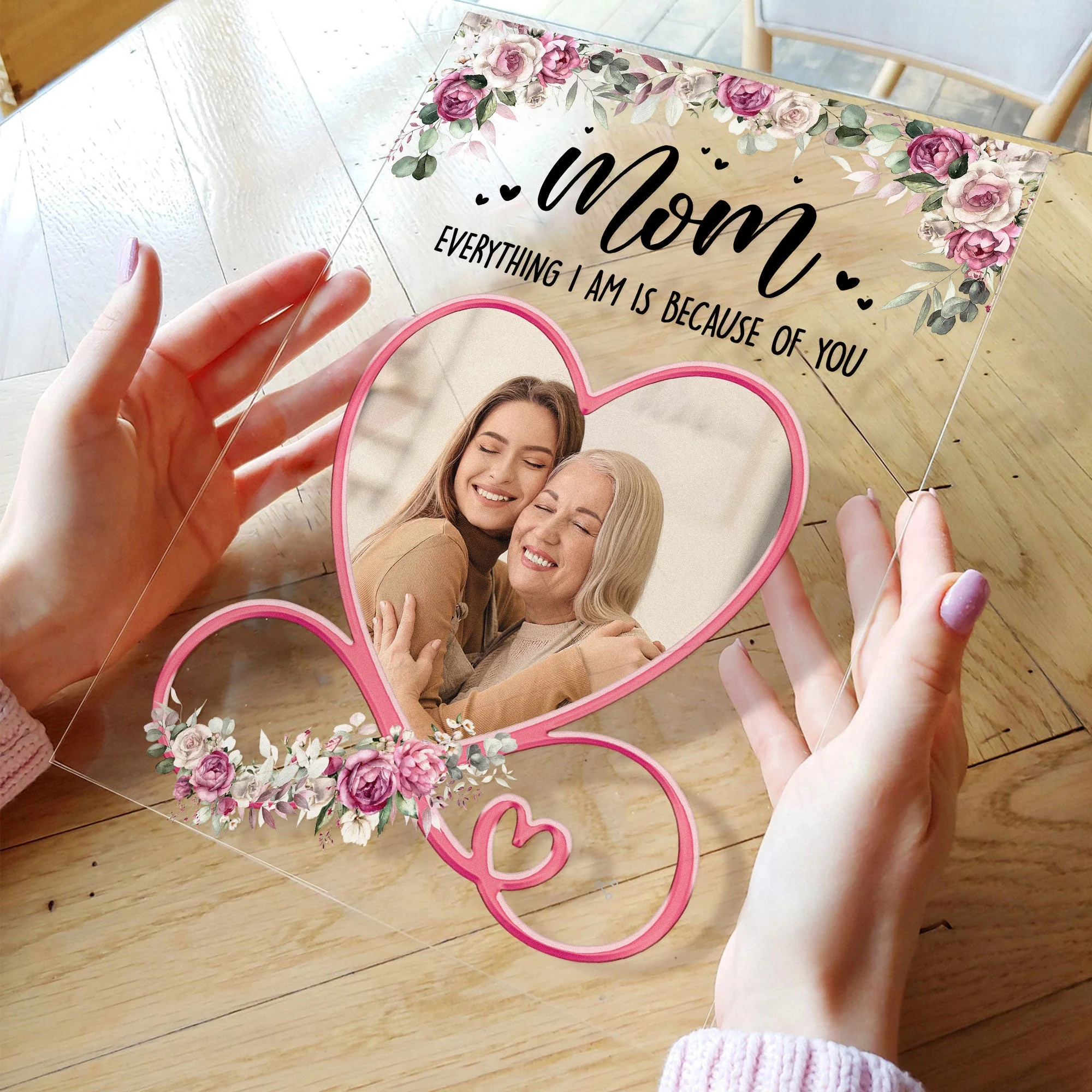 Everything We Are Is Because Of You Mom - Personalized Acrylic Photo Plaque - Image 2
