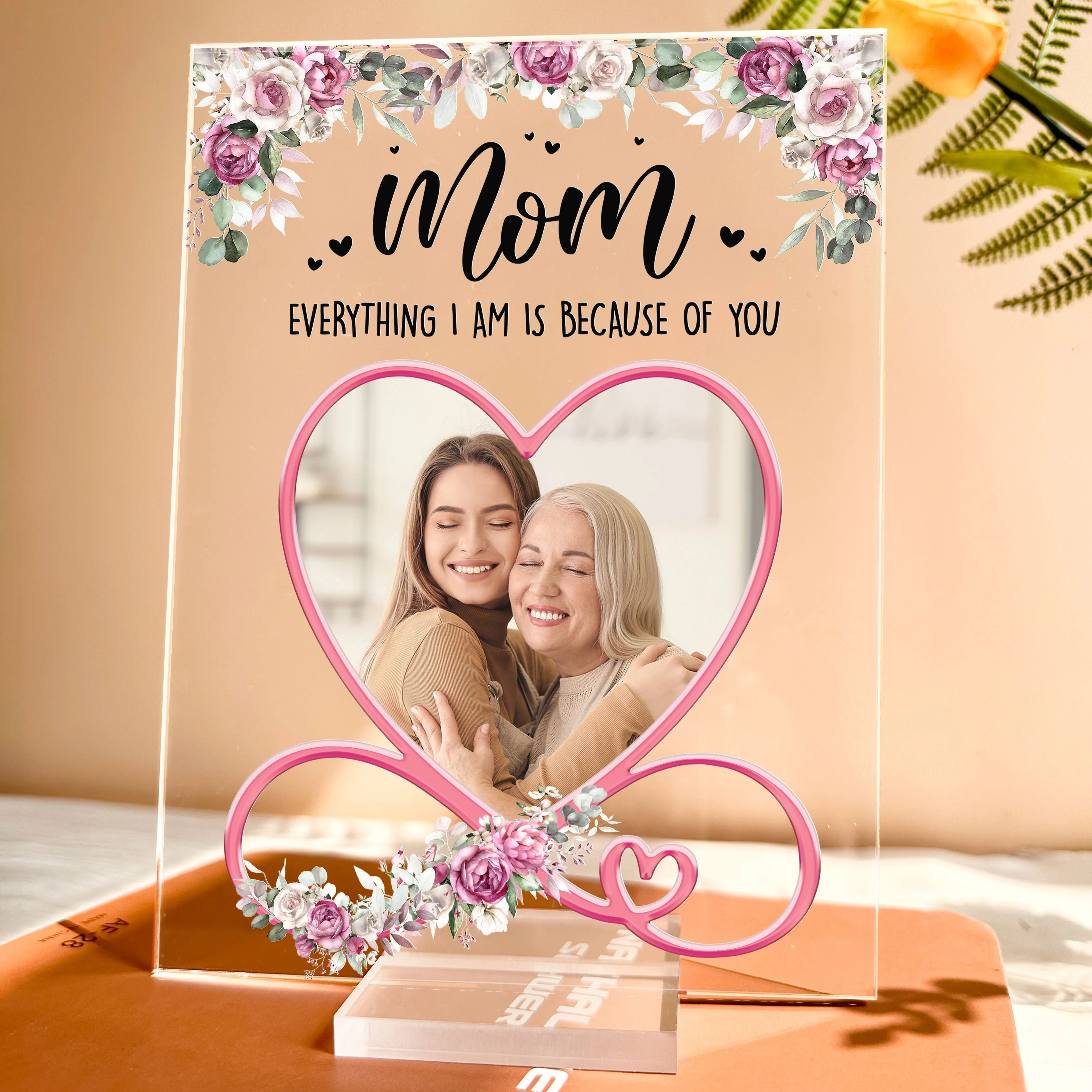 Everything We Are Is Because Of You Mom - Personalized Acrylic Photo Plaque - Image 5