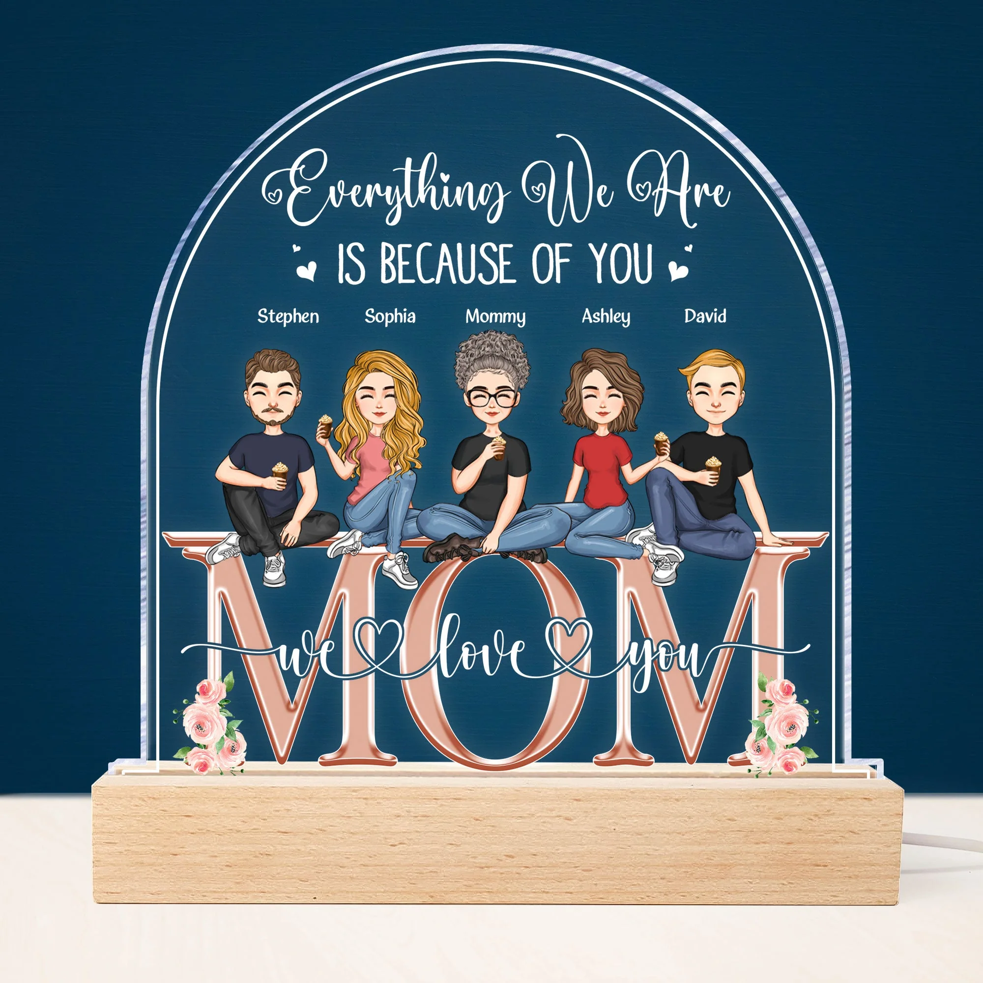 Everything We Are Is Because Of You - Personalized LED Light - Image 2