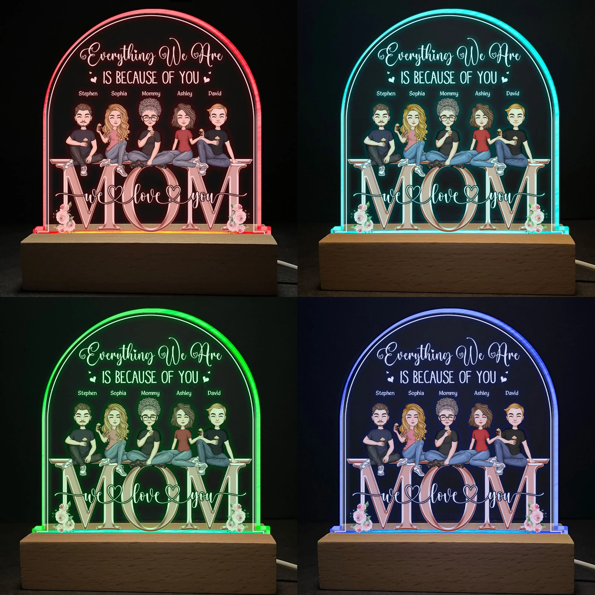 Everything We Are Is Because Of You - Personalized LED Light - Image 3