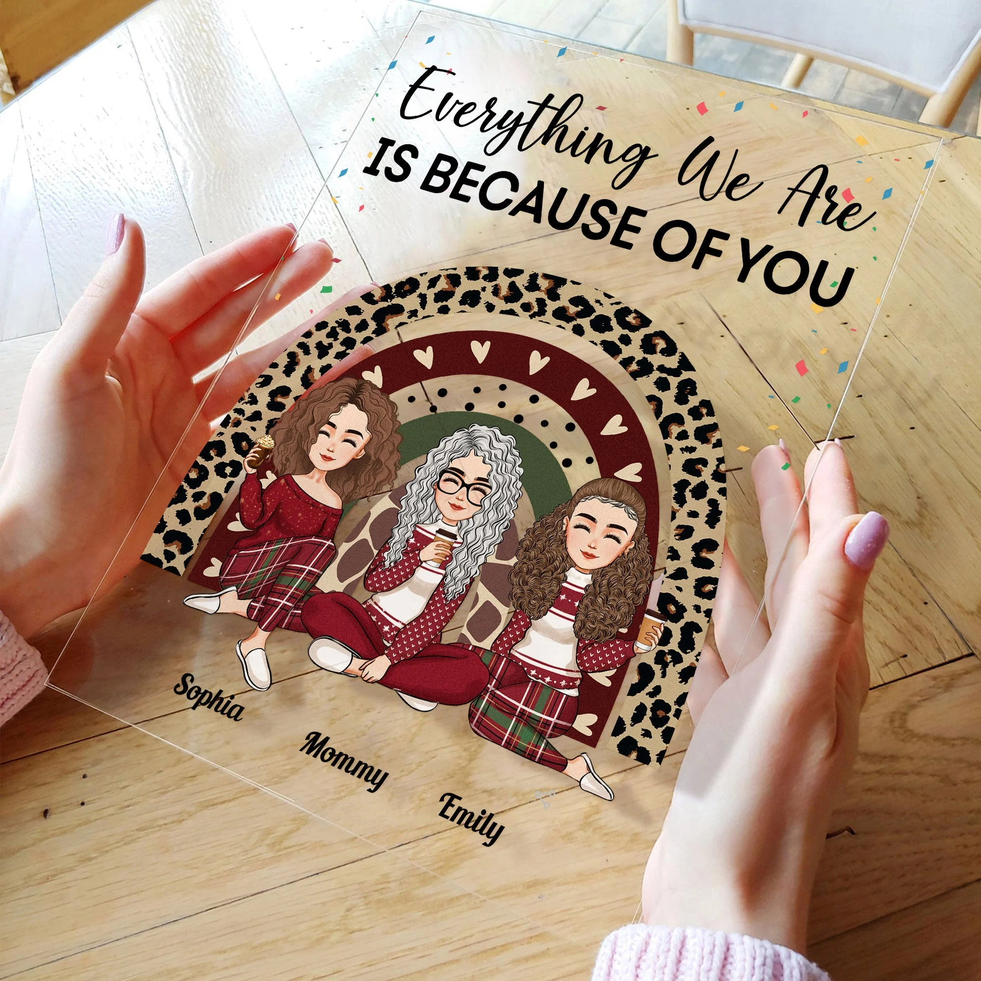 Everything We Are Is Because Of You  - Personalized Acrylic Plaque - Christmas, New Year, Loving Gift For Mother, Daughters - Image 3
