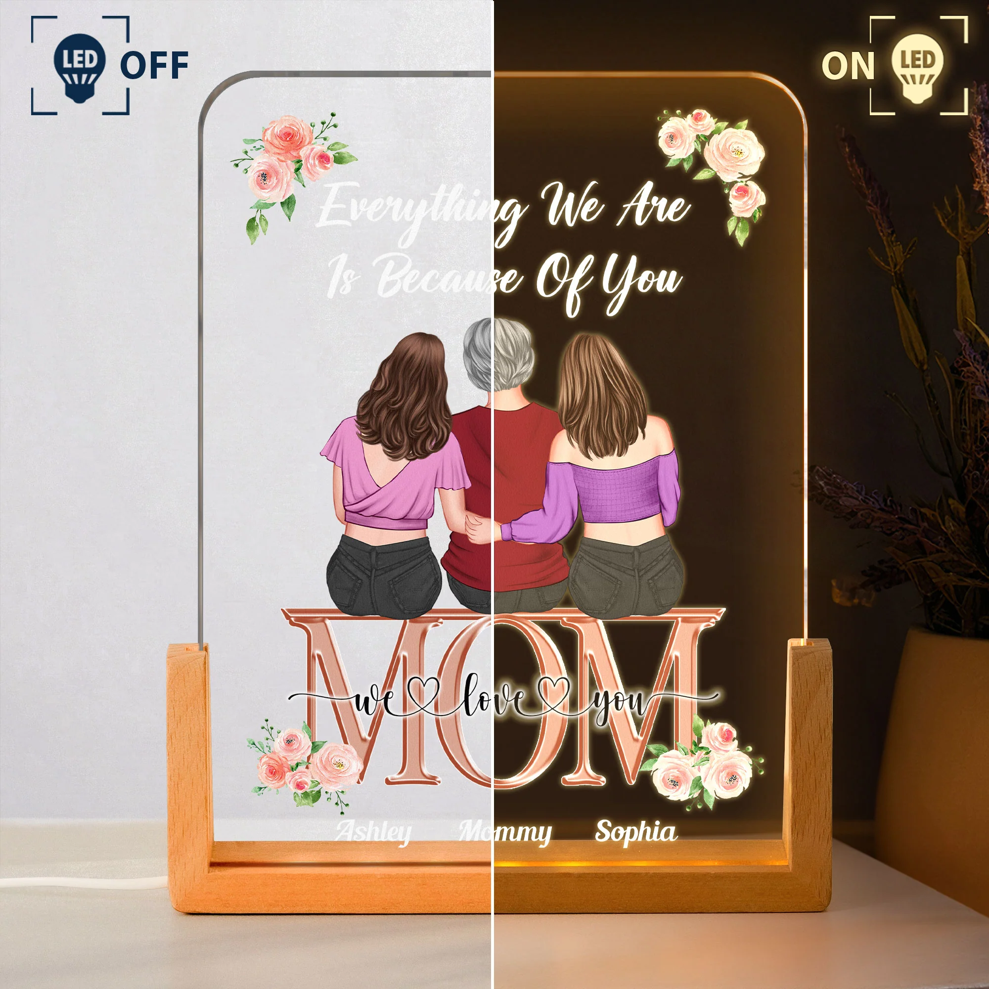 Everything We Are Is Because Of You - Personalized Night Light - Image 3