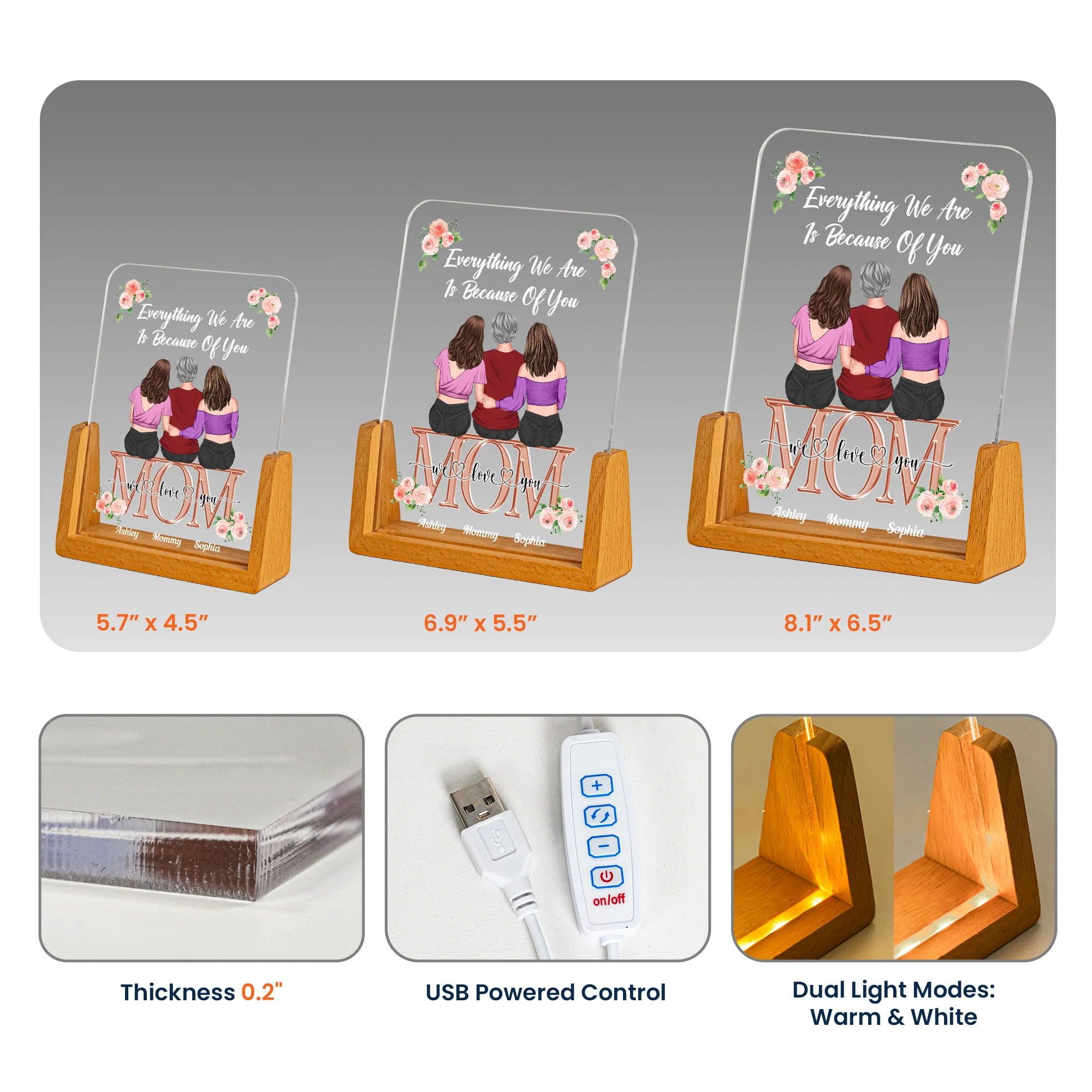 Everything We Are Is Because Of You - Personalized Night Light - Image 5