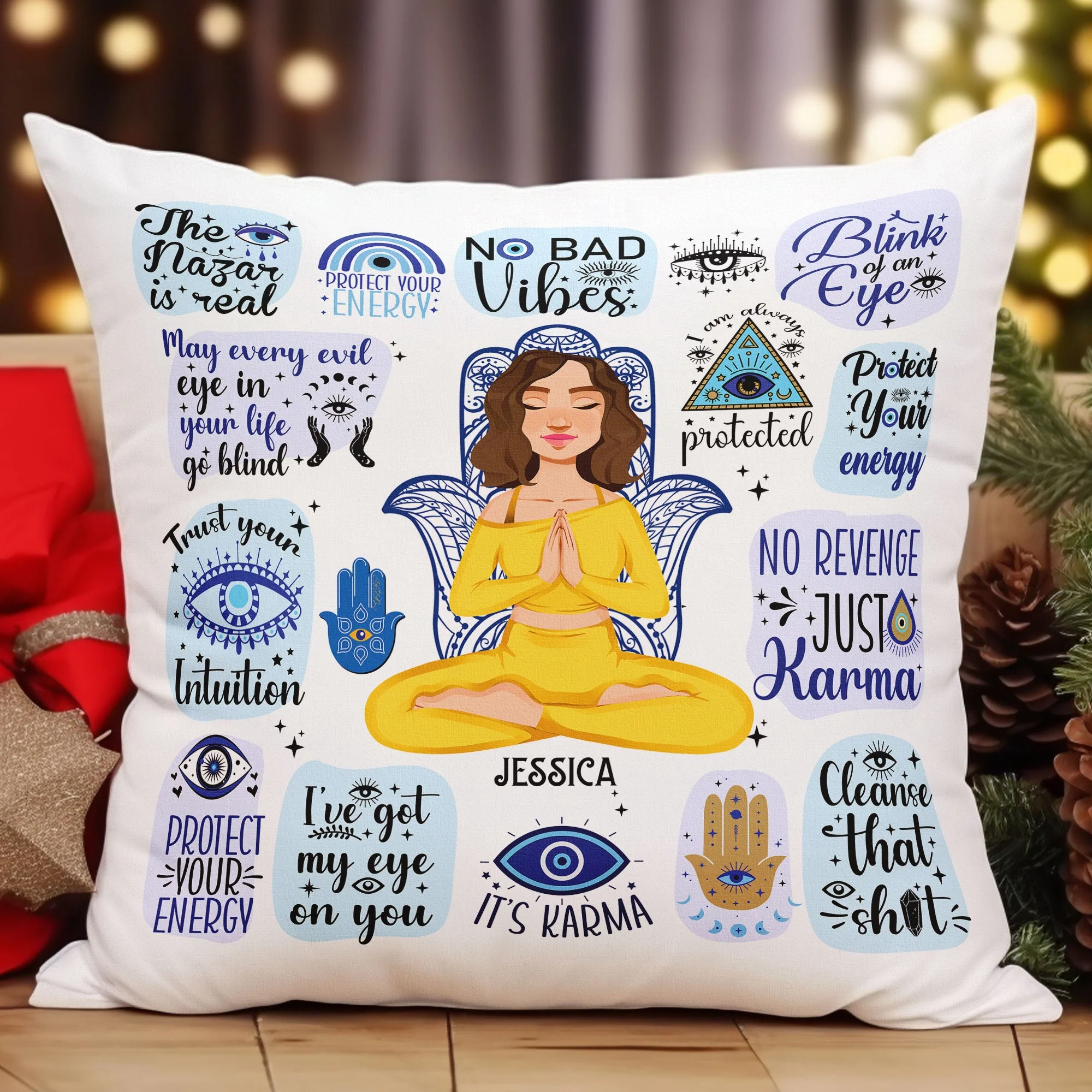 Evil Eye Blue Eye Protect Your Energy - Personalized Pillow (Insert Included) - Image 2