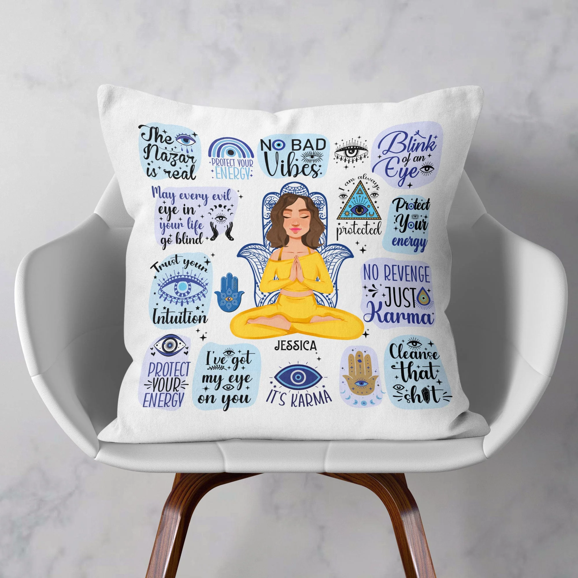 Evil Eye Blue Eye Protect Your Energy - Personalized Pillow (Insert Included) - Image 3