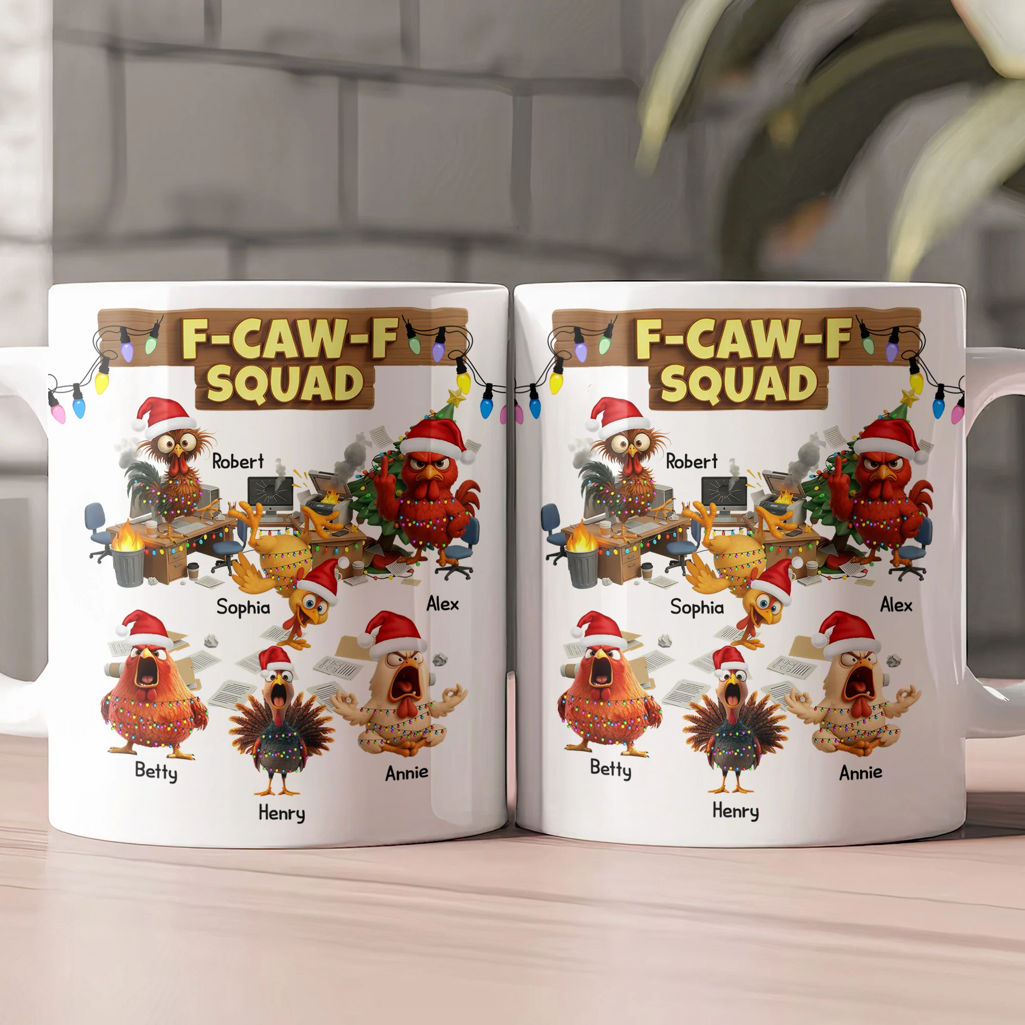 F-Caw-F Squad - Funny Exchange Gift For Coworker Team White Elephant Party - Personalized Mug - Image 2