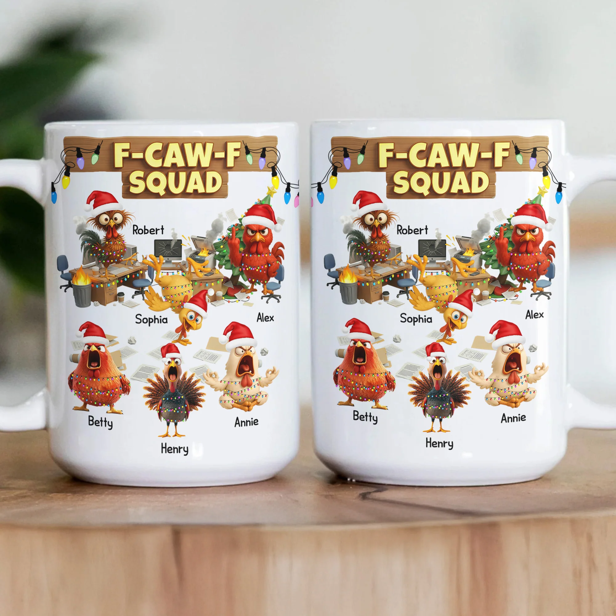 F-Caw-F Squad - Funny Exchange Gift For Coworker Team White Elephant Party - Personalized Mug - Image 3