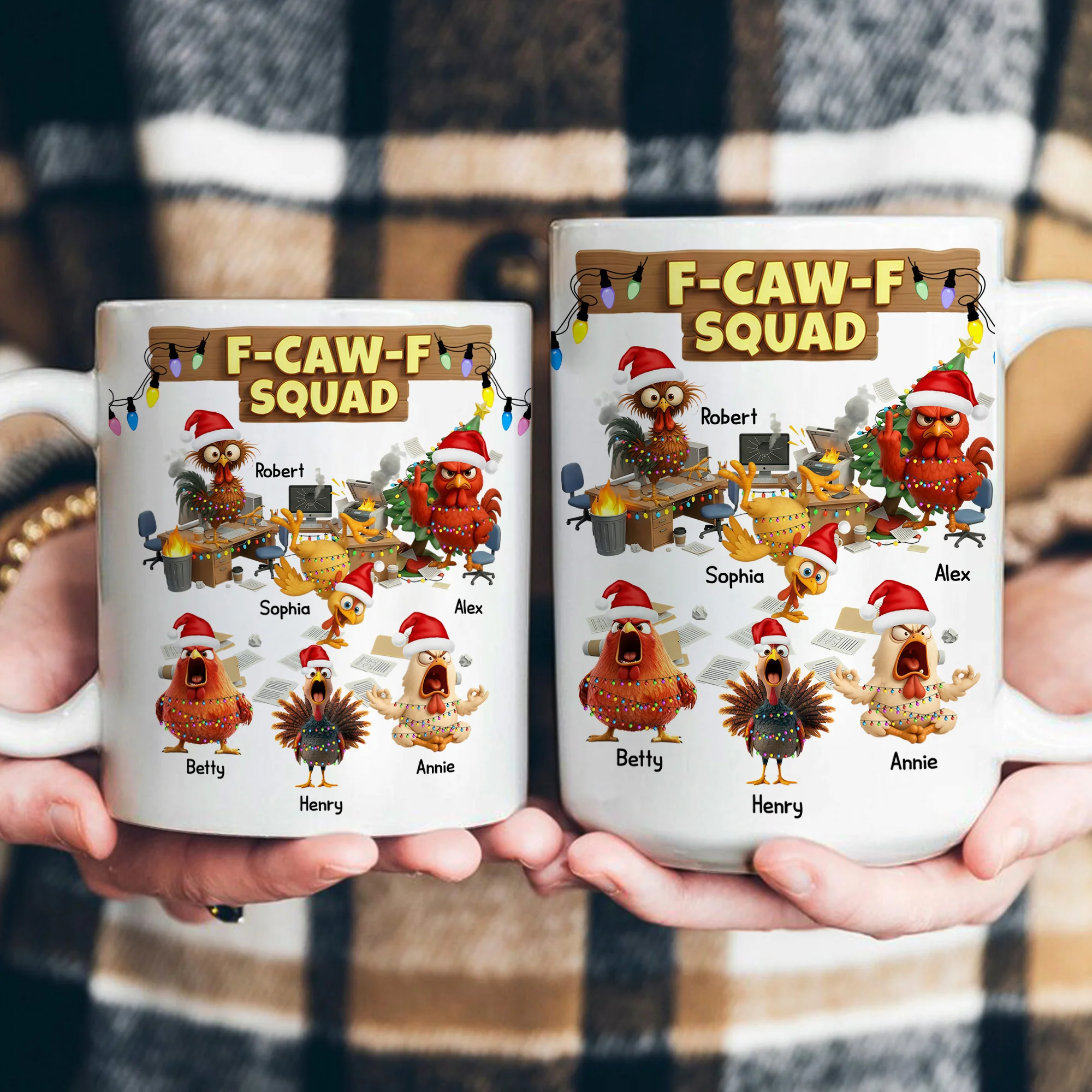 F-Caw-F Squad - Funny Exchange Gift For Coworker Team White Elephant Party - Personalized Mug - Image 4