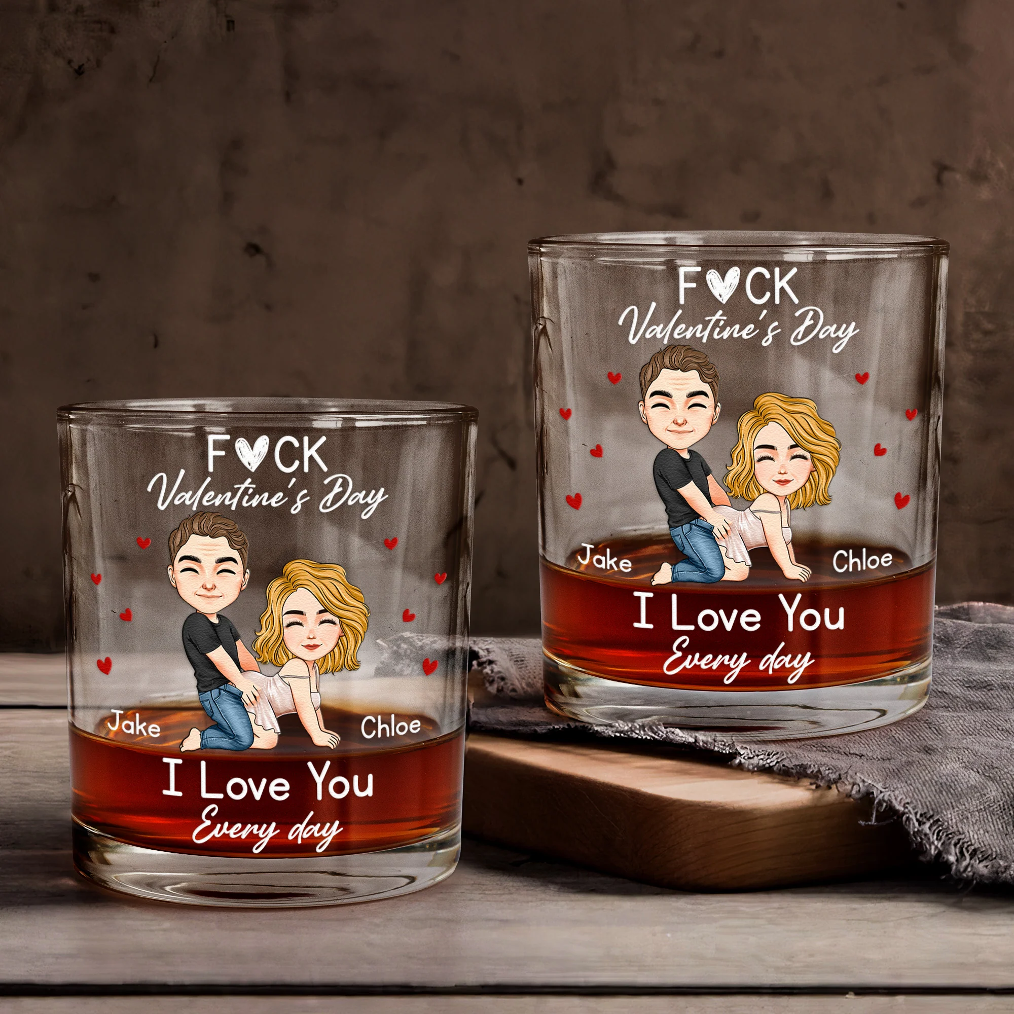 F*ck Valentine's Day I Love You Every Day - Fun Naughty Valentines Gifts For Her, Wife, Husband - Personalized  Glass Gift - Image 3