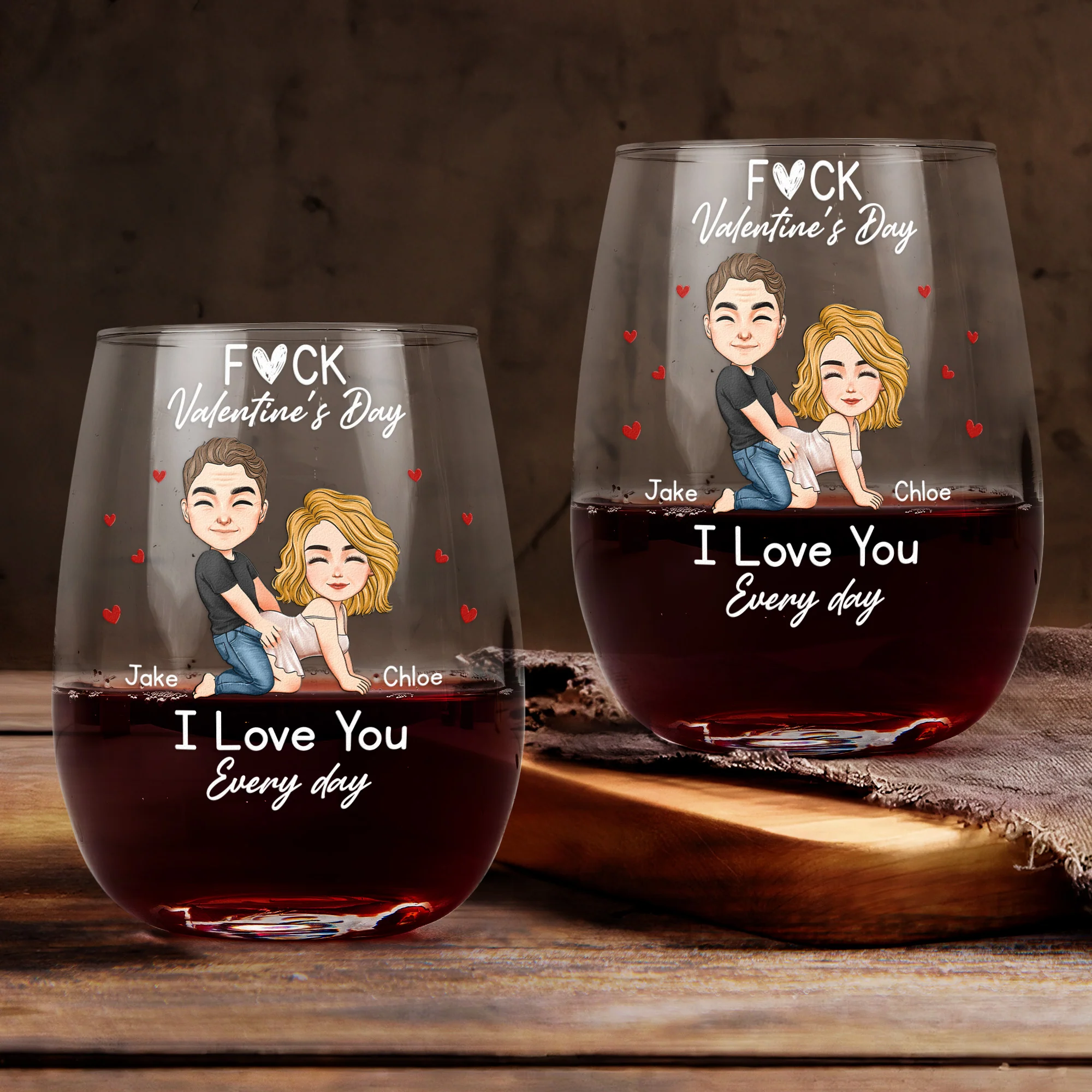 F*ck Valentine's Day I Love You Every Day - Fun Naughty Valentines Gifts For Her, Wife, Husband - Personalized  Glass Gift - Image 4