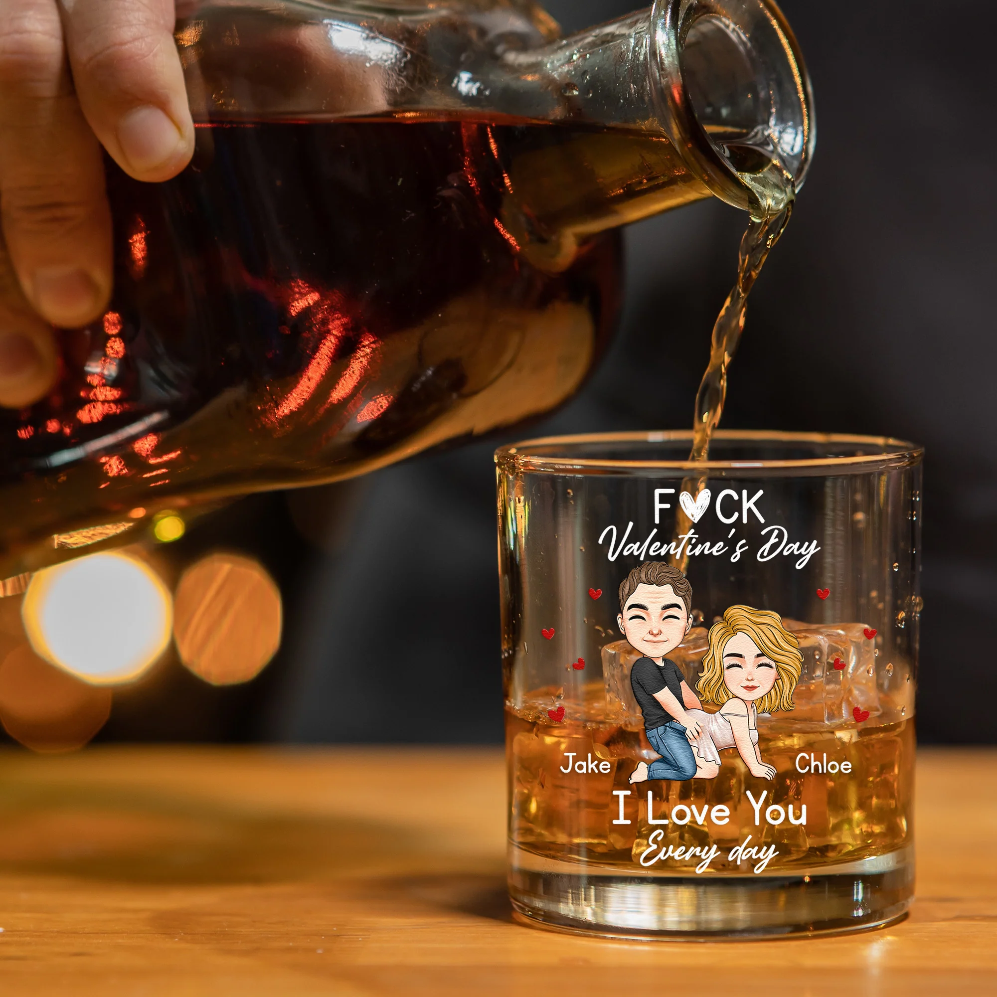 F*ck Valentine's Day I Love You Every Day - Fun Naughty Valentines Gifts For Her, Wife, Husband - Personalized  Glass Gift - Image 5