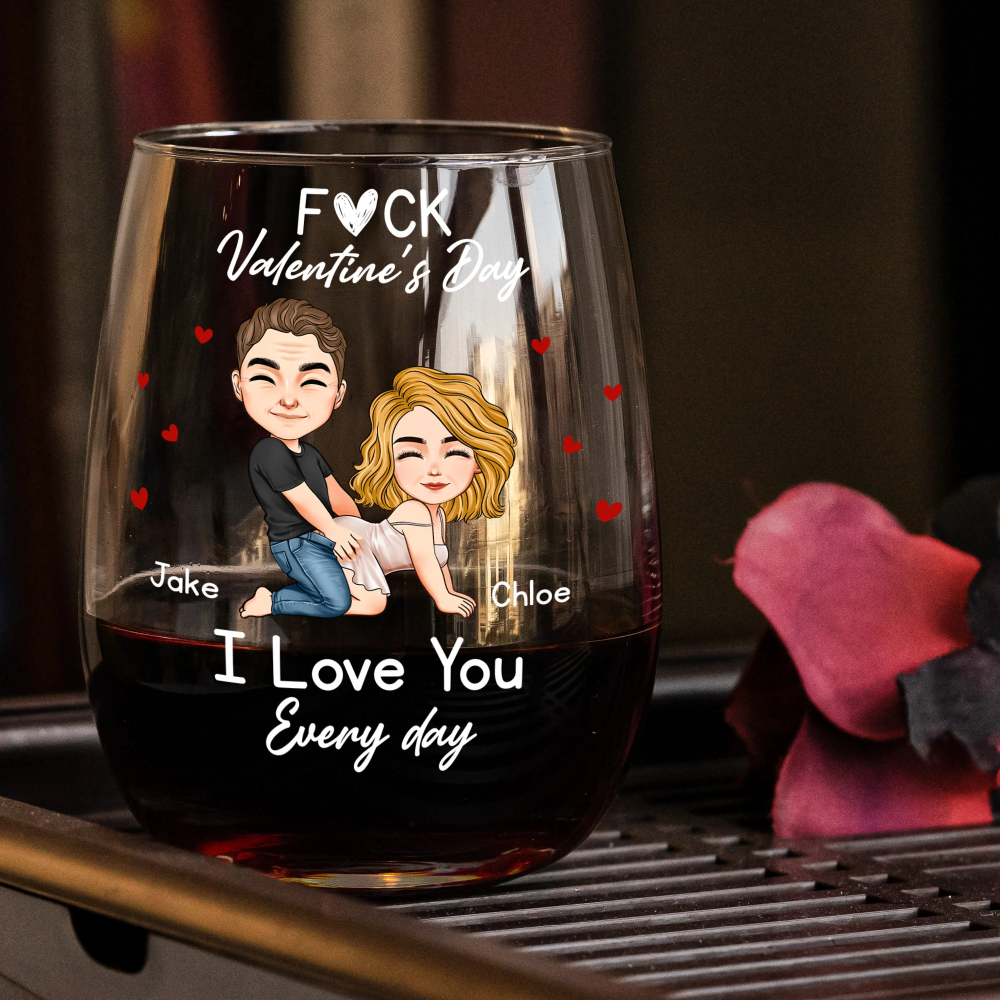 F*ck Valentine's Day I Love You Every Day - Fun Naughty Valentines Gifts For Her, Wife, Husband - Personalized  Glass Gift - Image 6