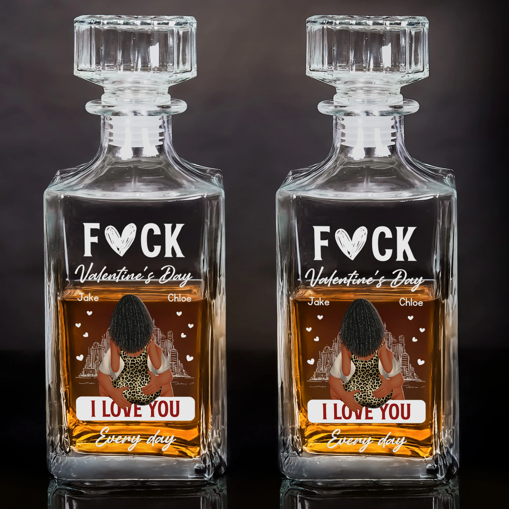 F*ck Valentine's Day I Love You Every Day - Funny Valentines Gift For Him, Husband - Custom Decanter
