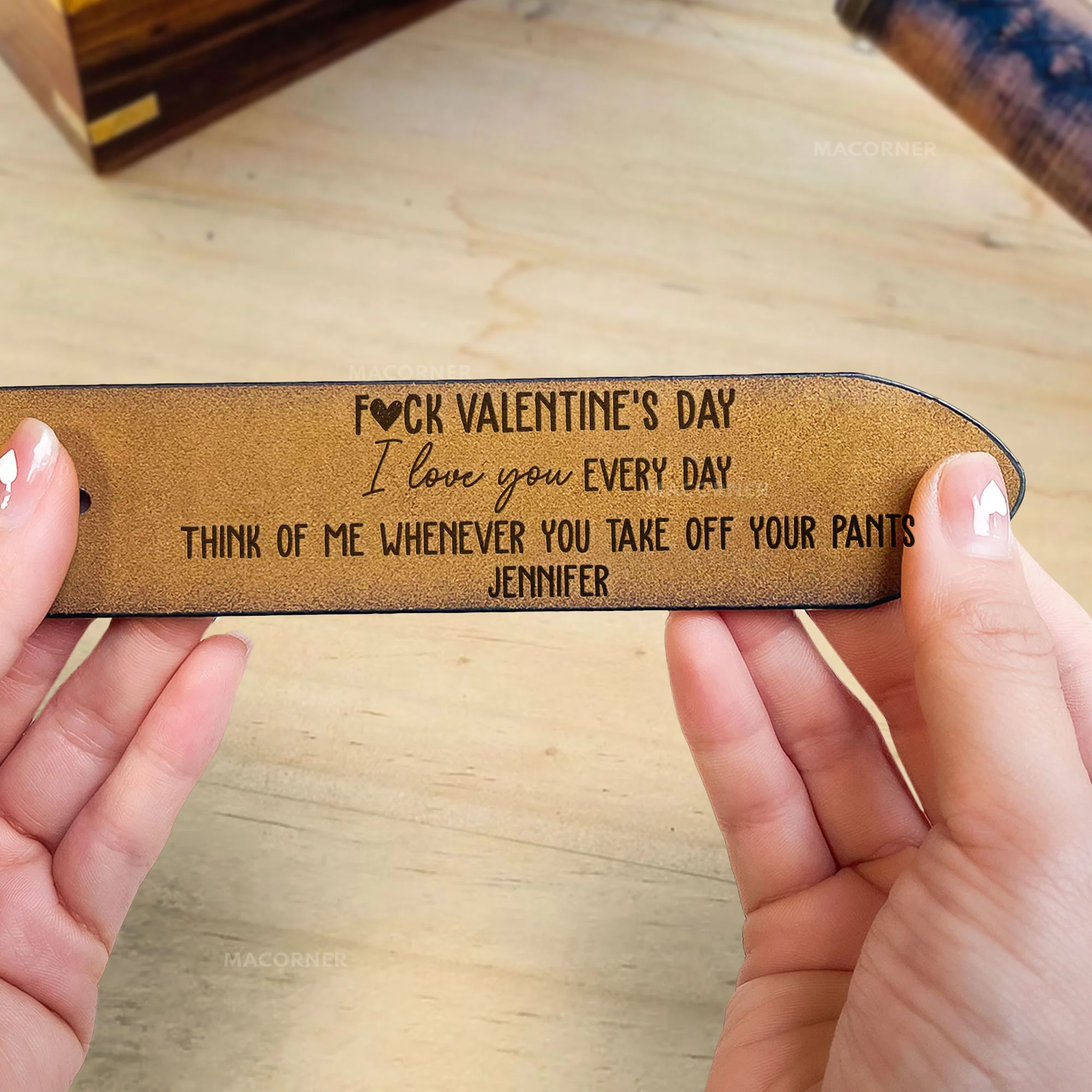 F#ck Valentine's Day I Love You Every Day - Personalized Engraved Leather Belt - Image 5