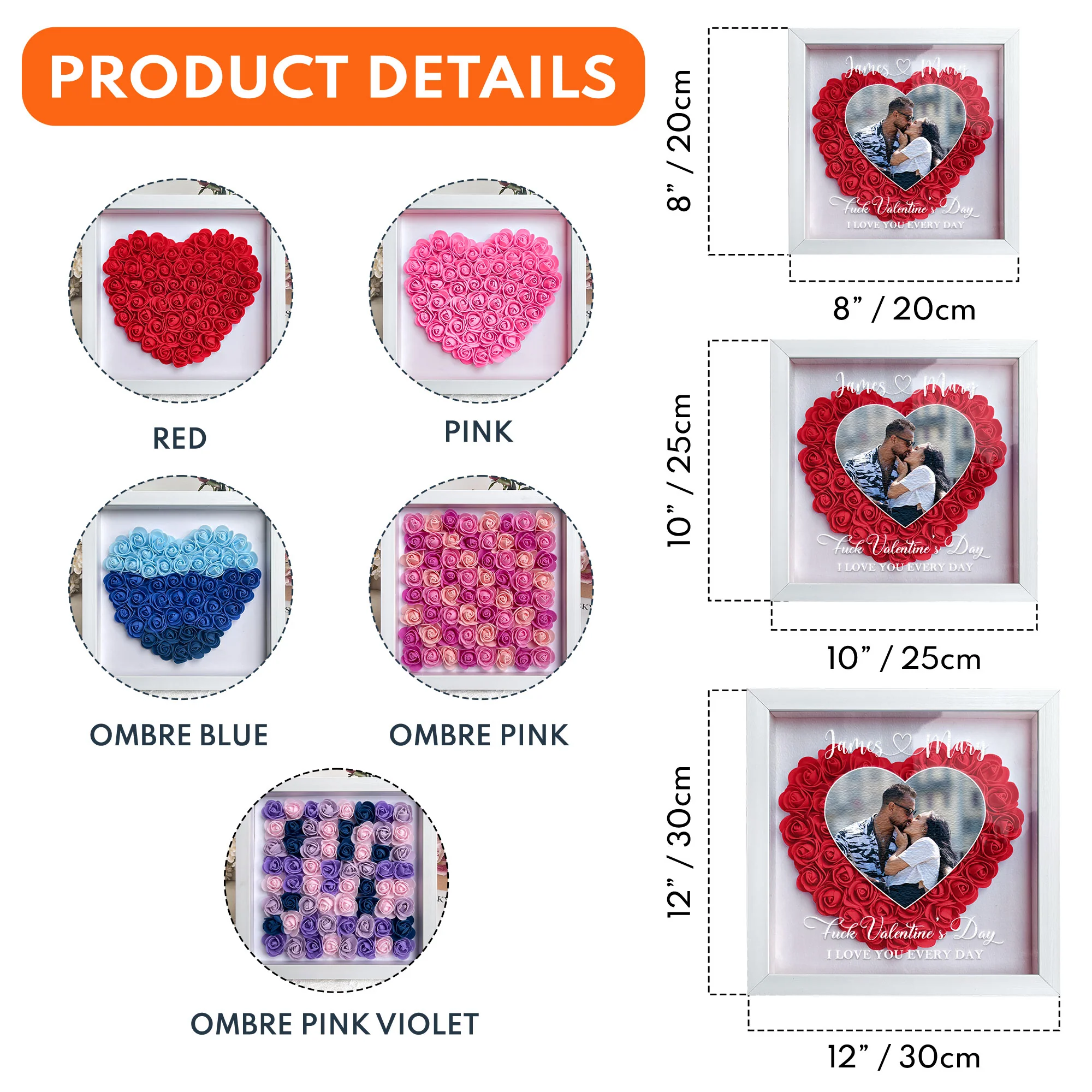 F*ck Valentine's Day I Love You Every Day - Personalized Photo Flower Shadow Box - Image 10