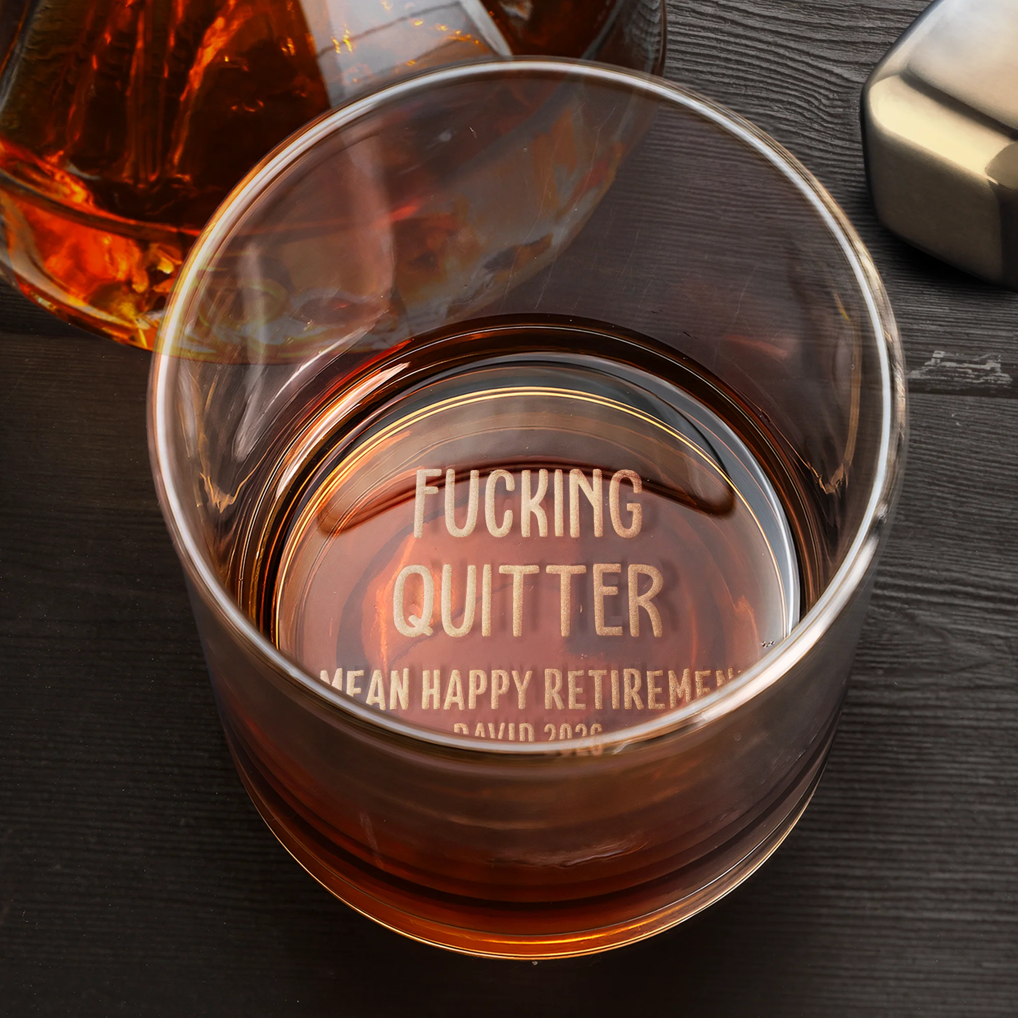 Quitter Happy Retirement - Personalized Engraved Whiskey Glass - Image 2