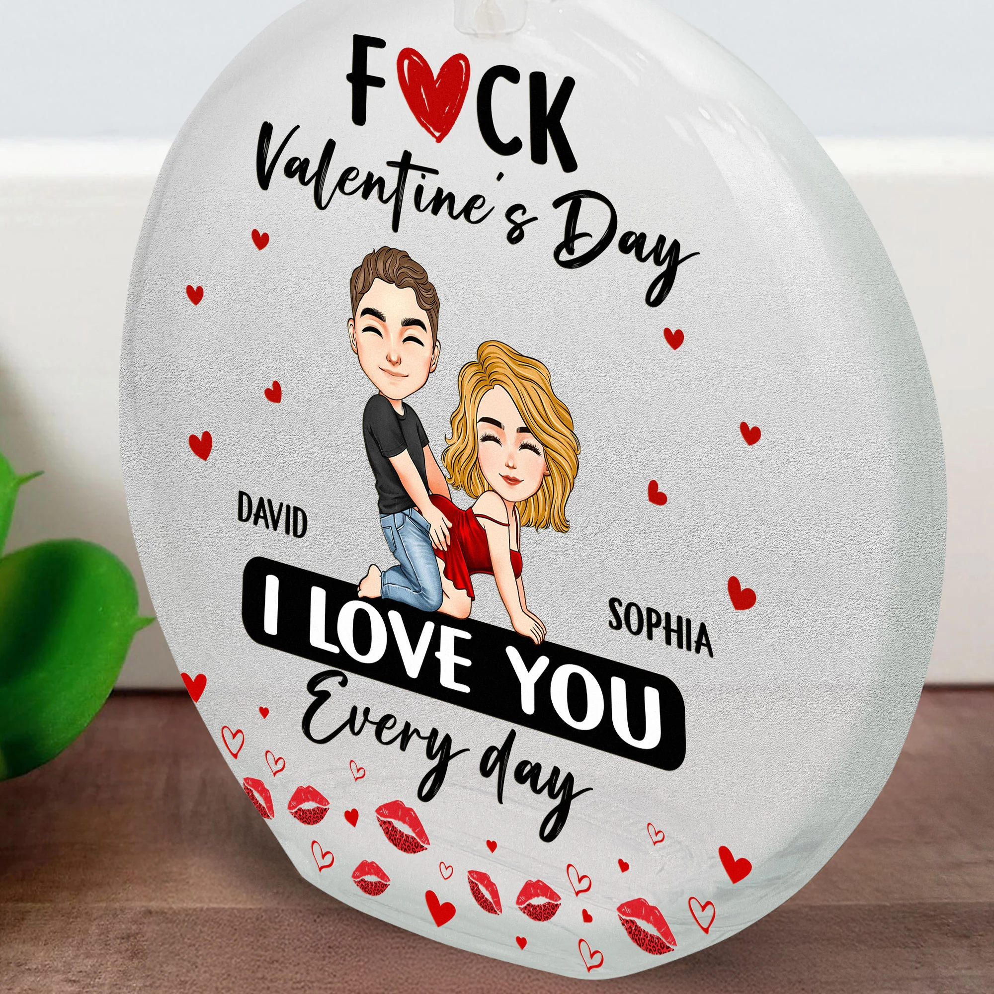 F Valentine's Day I Love You Every Day - Gifts For Her - Personalized Round Flat Bottle Light - Image 2