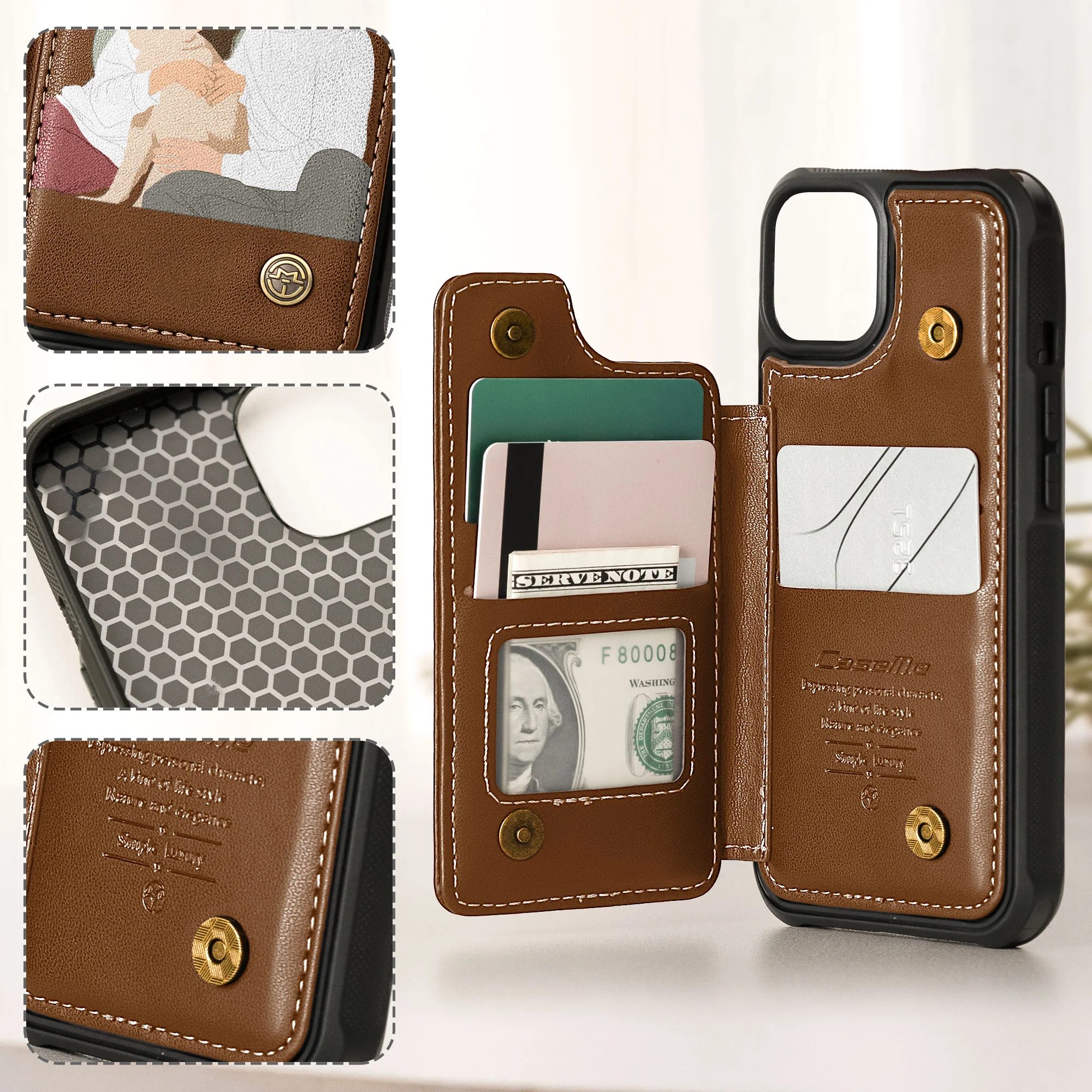 Faceless Portrait Drawing - For Couples, Friends, Pet - Personalized Photo Leather Flip Wallet Phone Case - Image 6