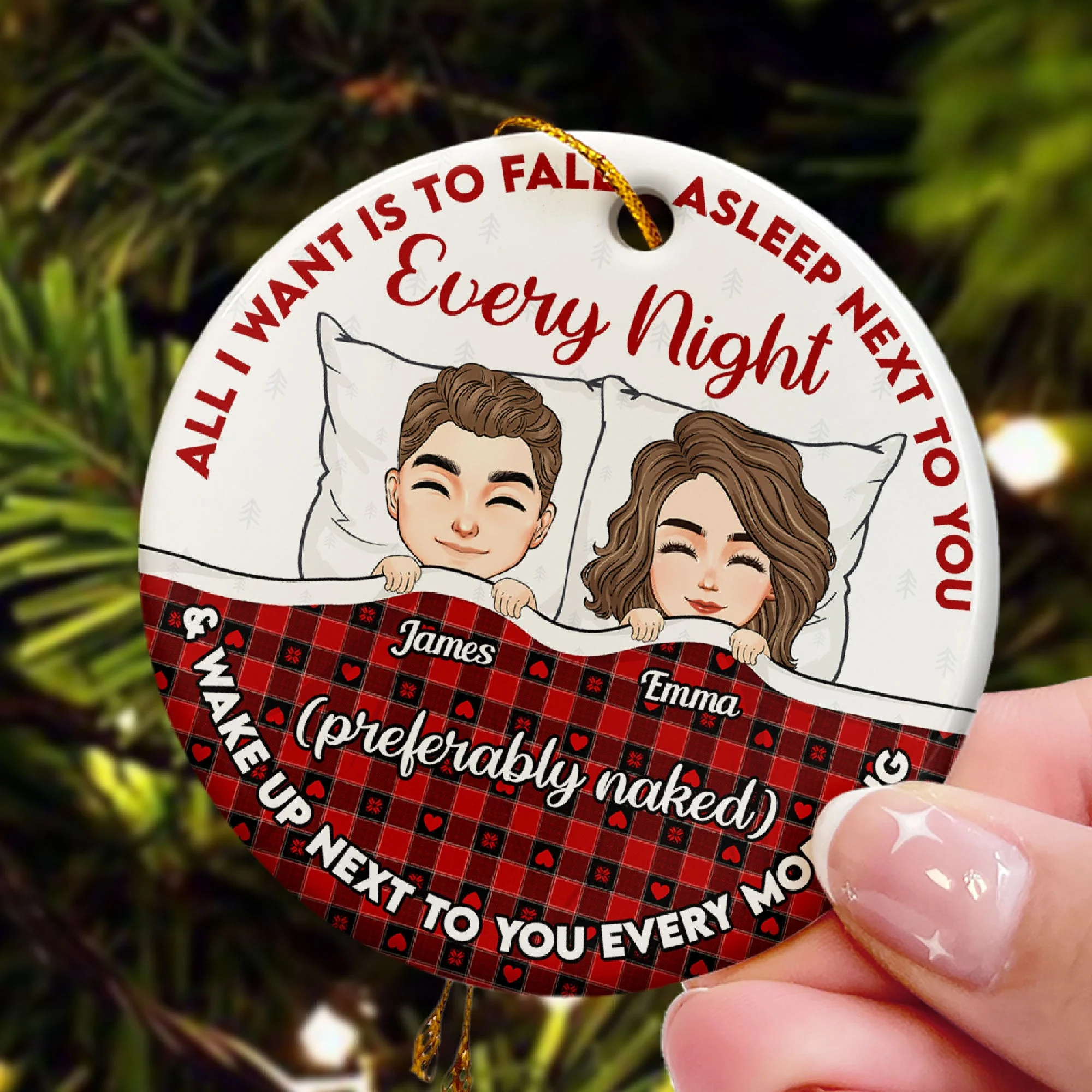 Fall Asleep Next To You - Personalized Ceramic Ornament - Image 3