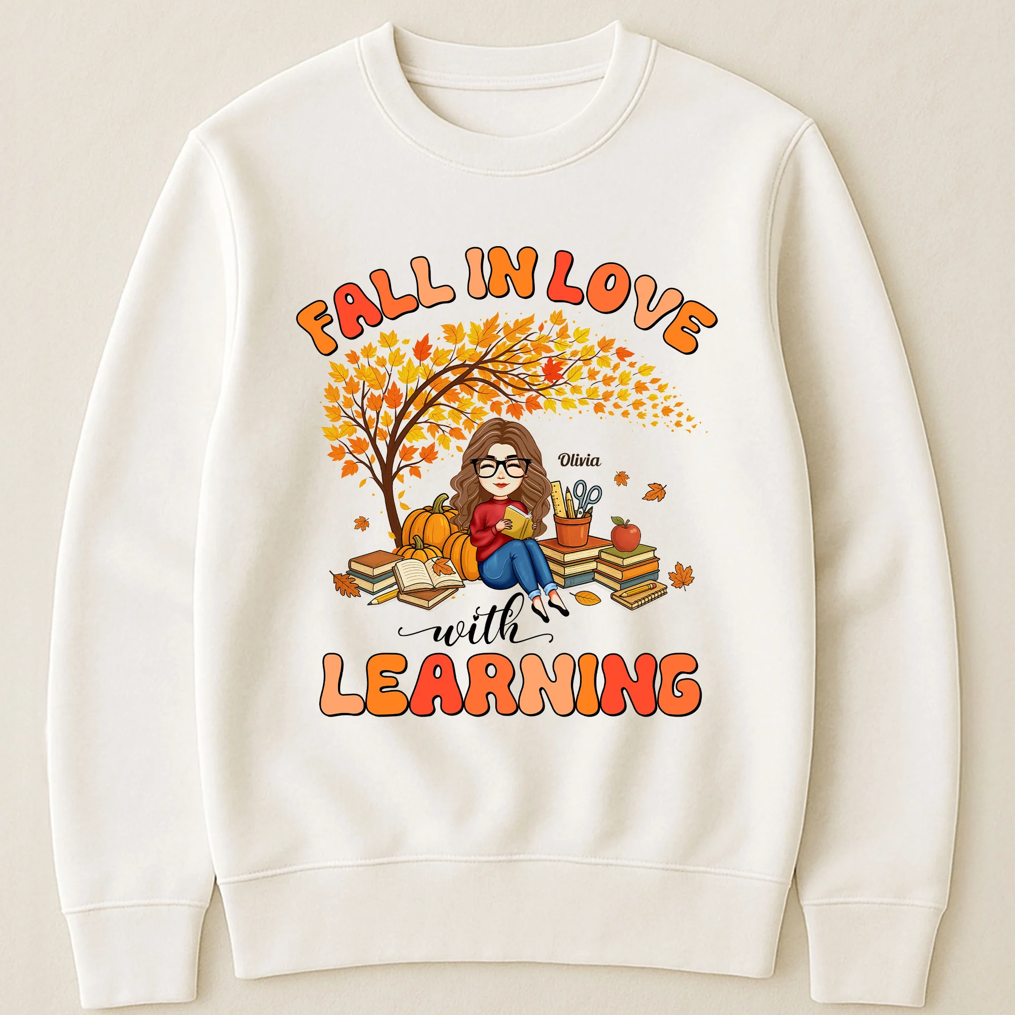 Fall In Love With Learning Teacher Autumn Gift - Personalized Shirt - Image 3