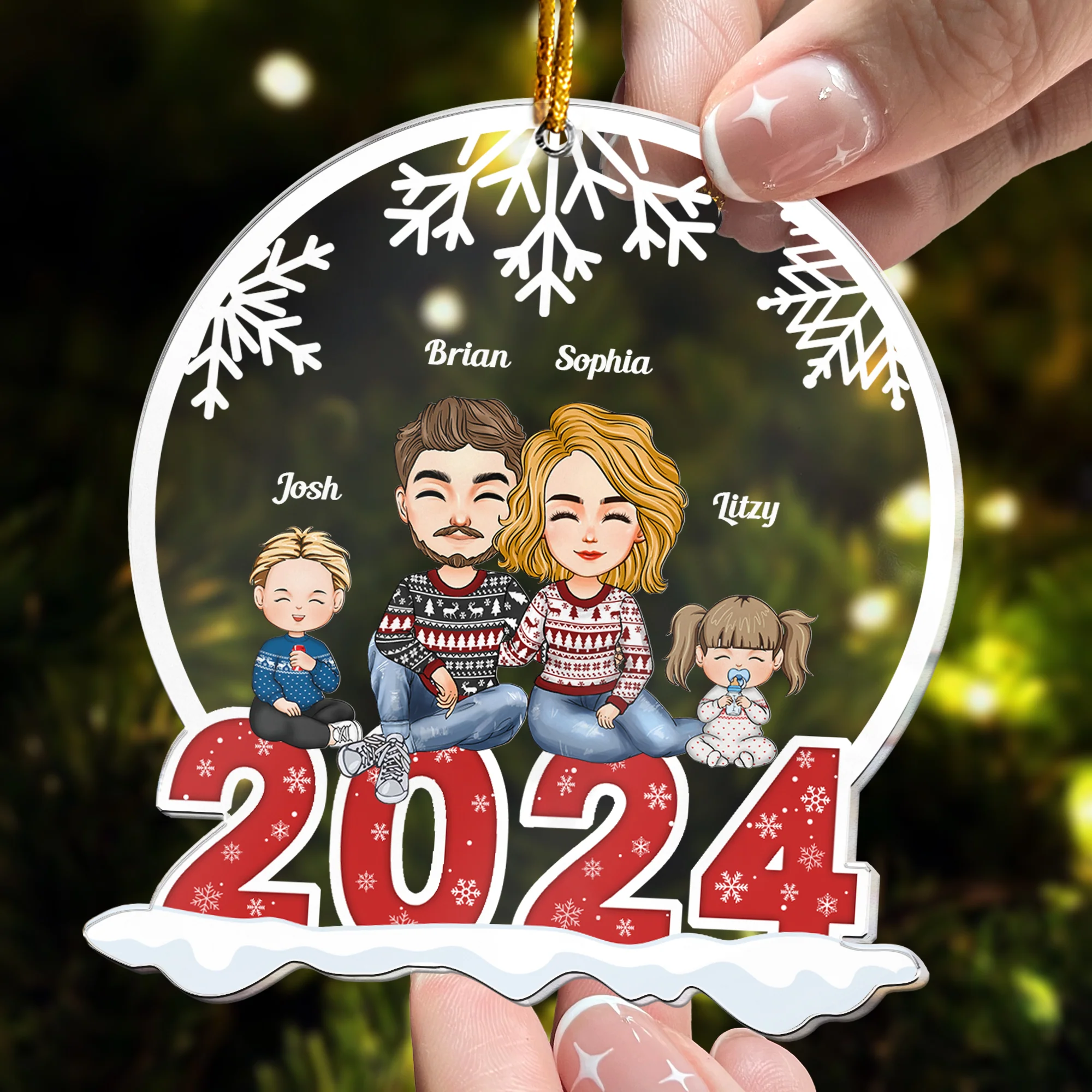 Family 2024 - Personalized Custom Shaped Acrylic Ornament - Christmas, New Year Gift For Family, Sisters, Brothers, Sibling - Image 2