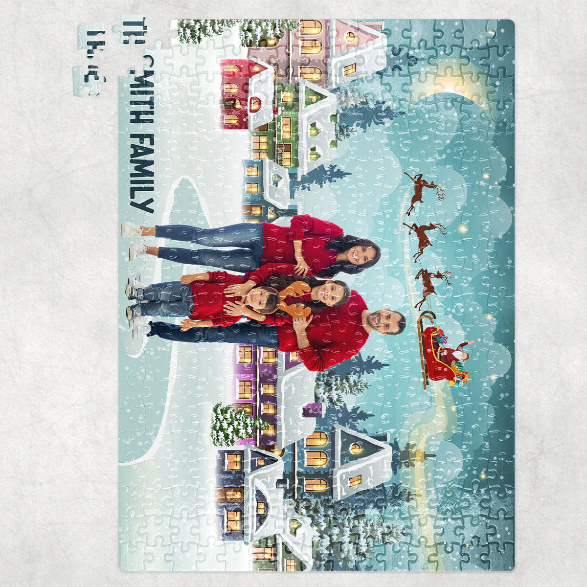 Family At Christmas Village - Personalized Photo Jigsaw Puzzle - Image 5