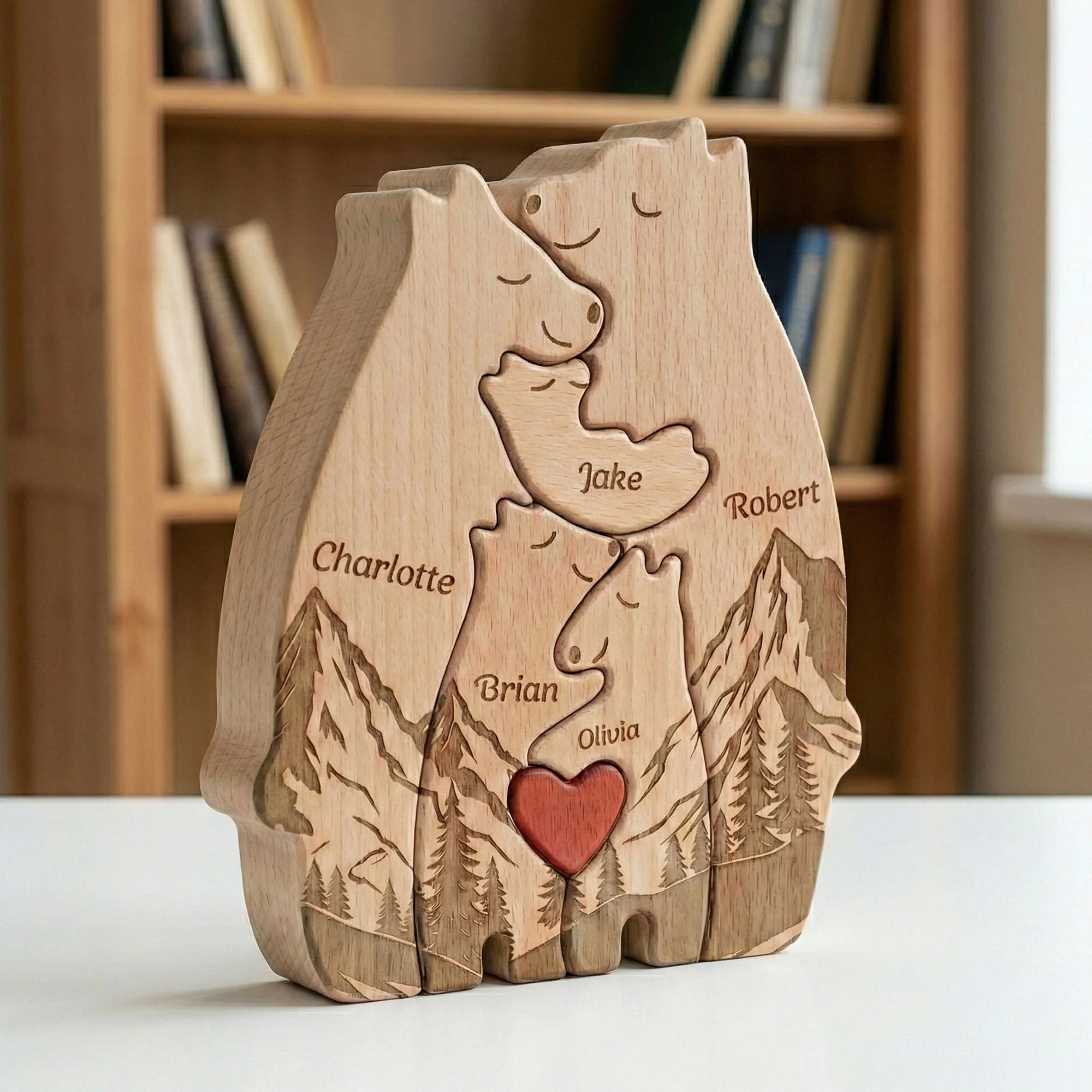 Family Bear Mountain Style Father's Day Gift For Him Bear Family Puzzle - Personalized Puzzle - Image 2