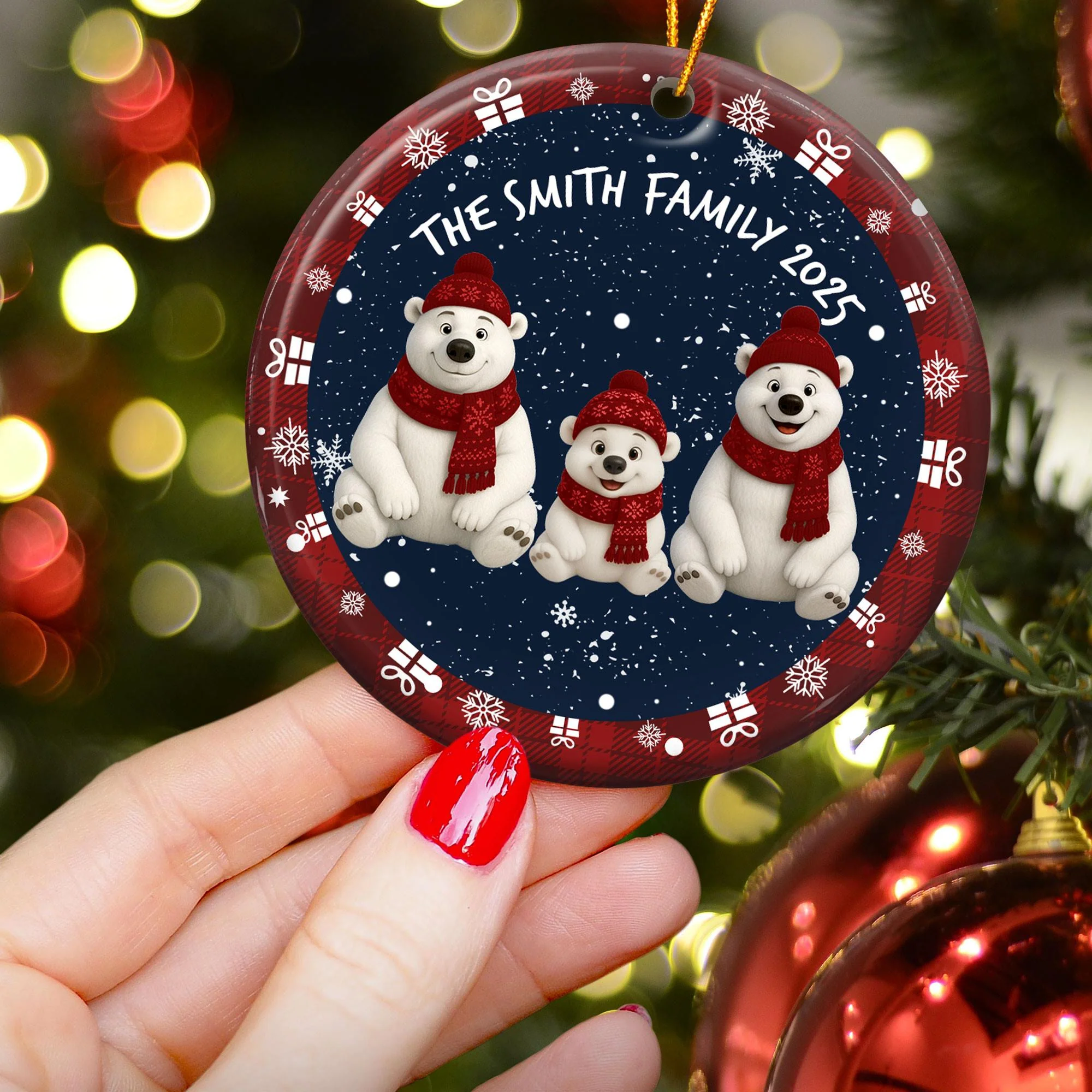 Family Bear - Personalized Ceramic Ornament - Image 3