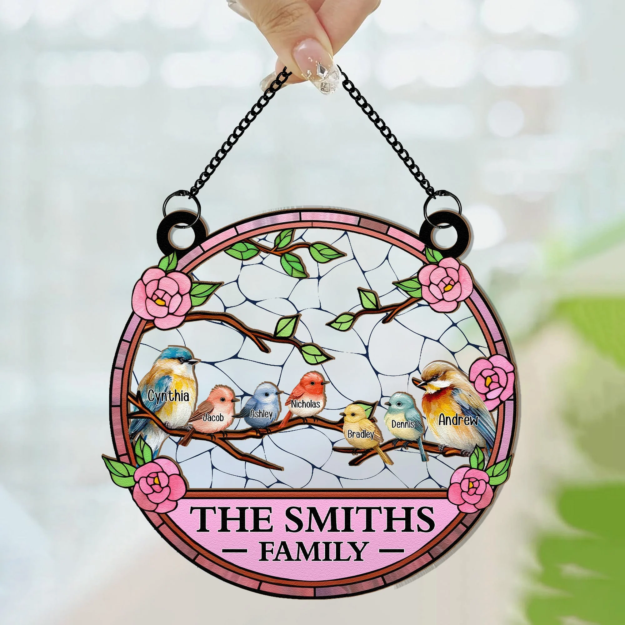 Family Bird - Personalized Window Hanging Suncatcher Ornament - Image 3