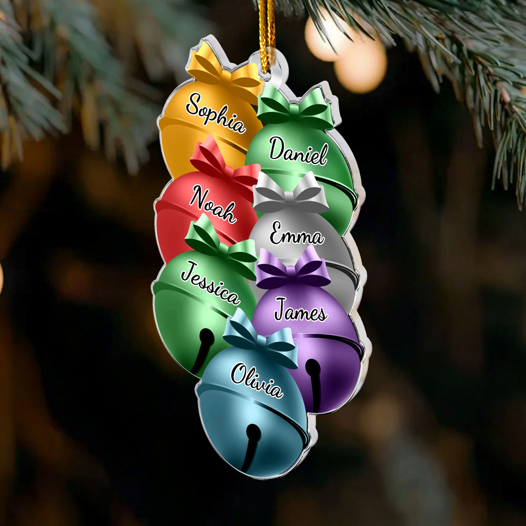 Family Christmas Bells - Personalized Acrylic Ornament - Image 3
