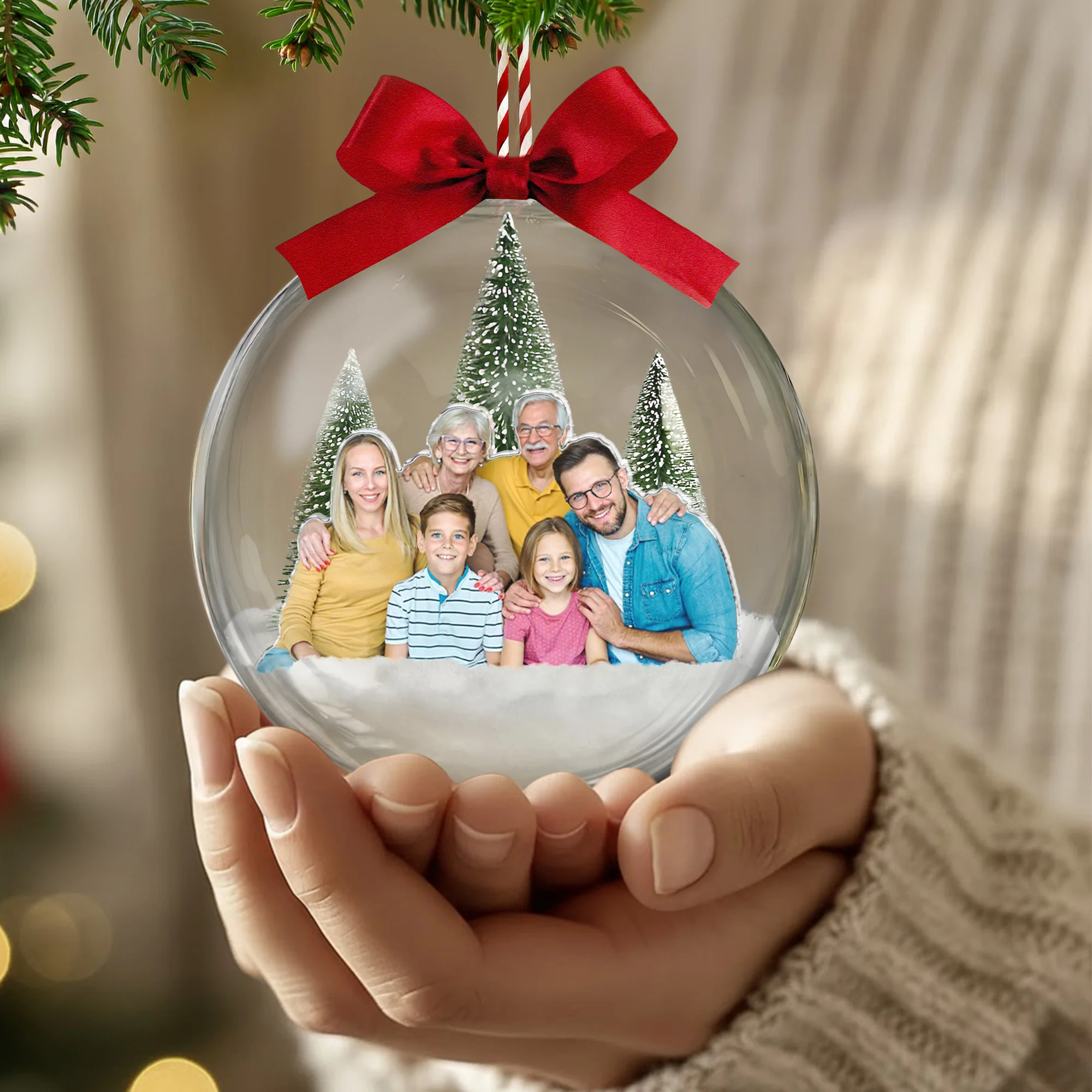 2025 Christmas Ornaments With Family Picture, Custom Family Photo - Personalized Acrylic Ball Ornament - Image 2