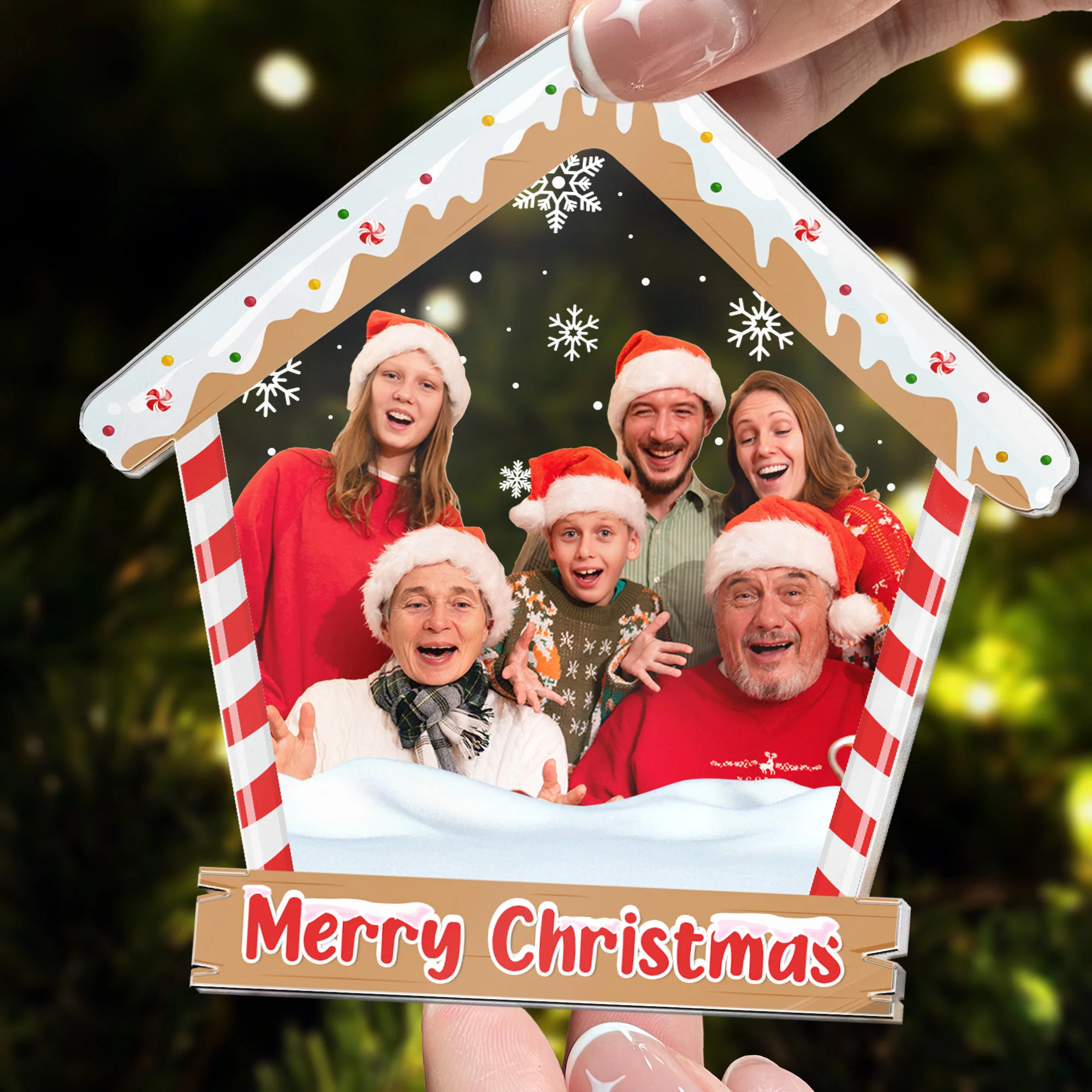 Family Christmas - Personalized Acrylic Photo Ornament - Image 2