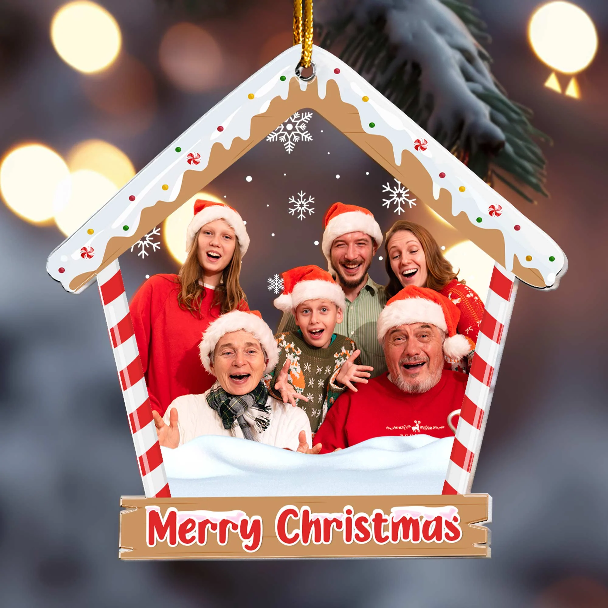 Family Christmas - Personalized Acrylic Photo Ornament - Image 4