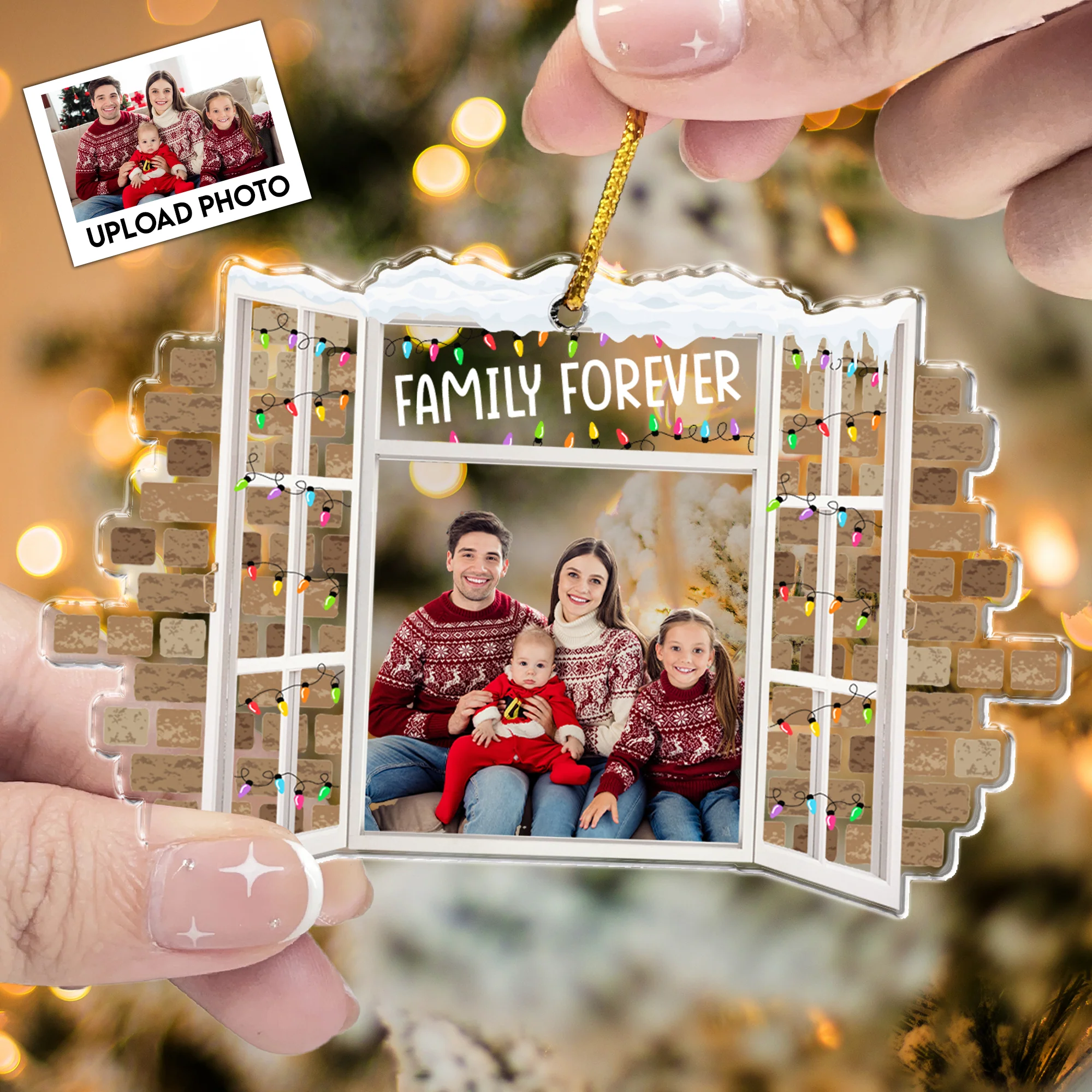 Family Christmas Window - Personalized Acrylic Photo Ornament - Image 2