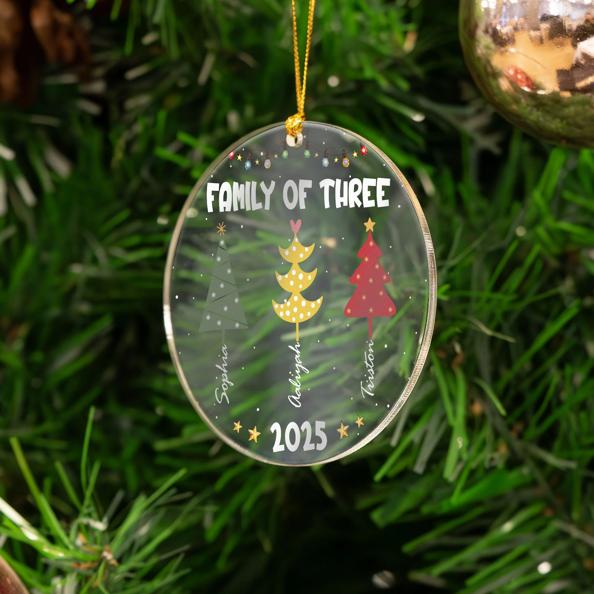 Family Colorful Christmas Trees - Personalized Acrylic Ornament - Image 3
