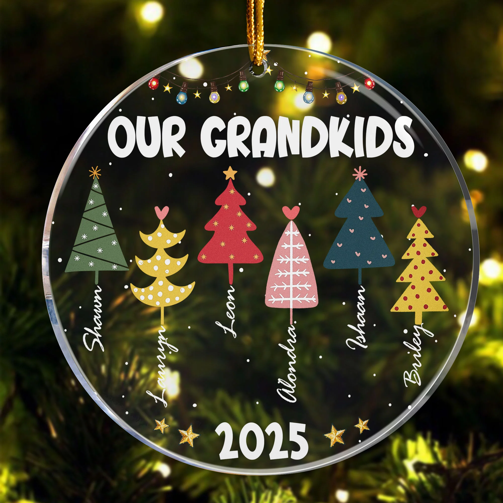 Family Colorful Christmas Trees - Personalized Acrylic Ornament - Image 4
