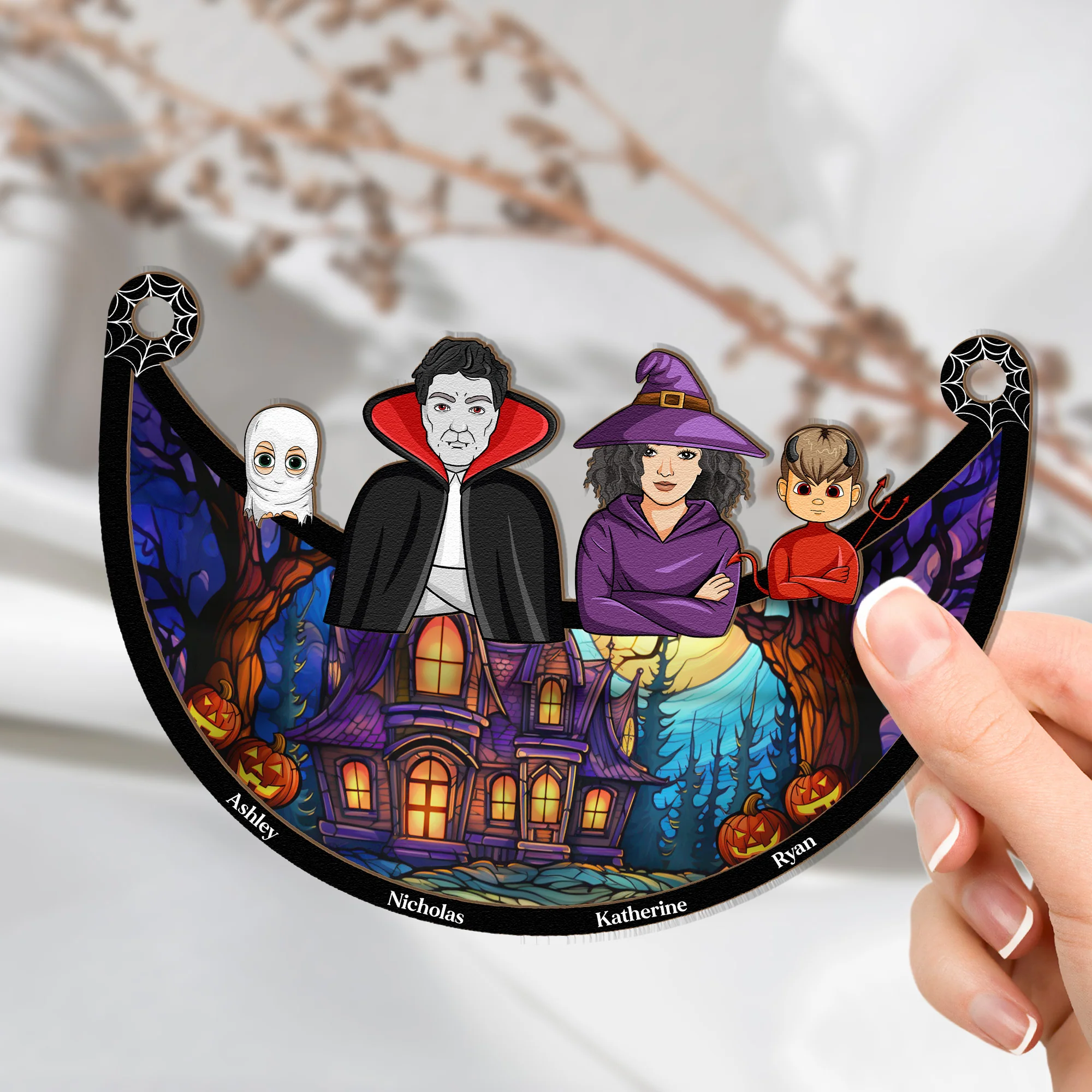 Family Decoration Halloween - Personalized Window Hanging Suncatcher Ornament - Image 2