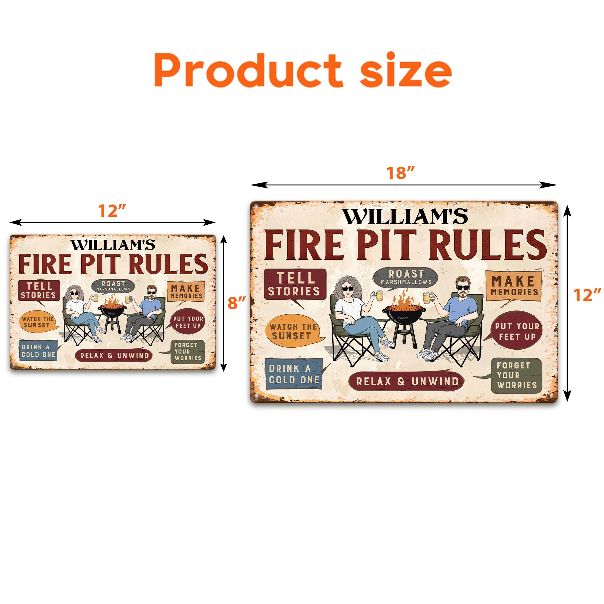 Family Fire Pit Rules - Personalized Metal Sign - Image 4