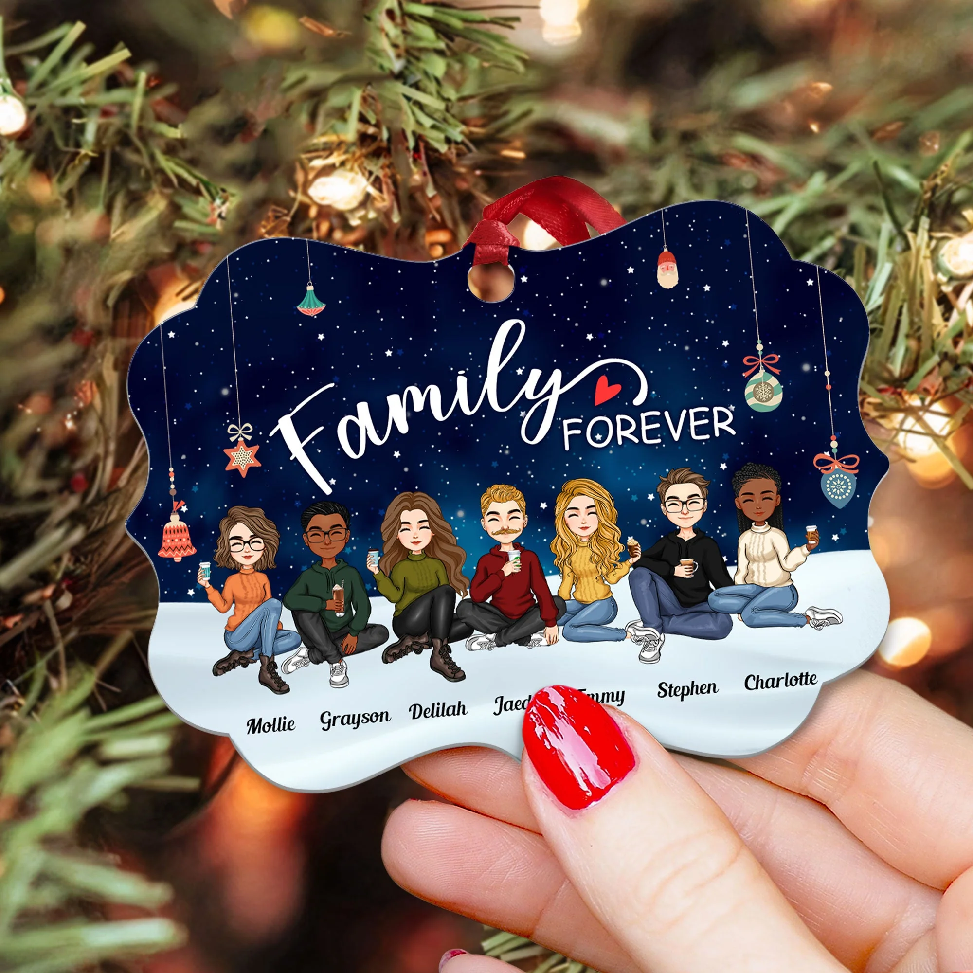 Family Forever - Christmas Eve - Personalized Family Ornament - Image 3