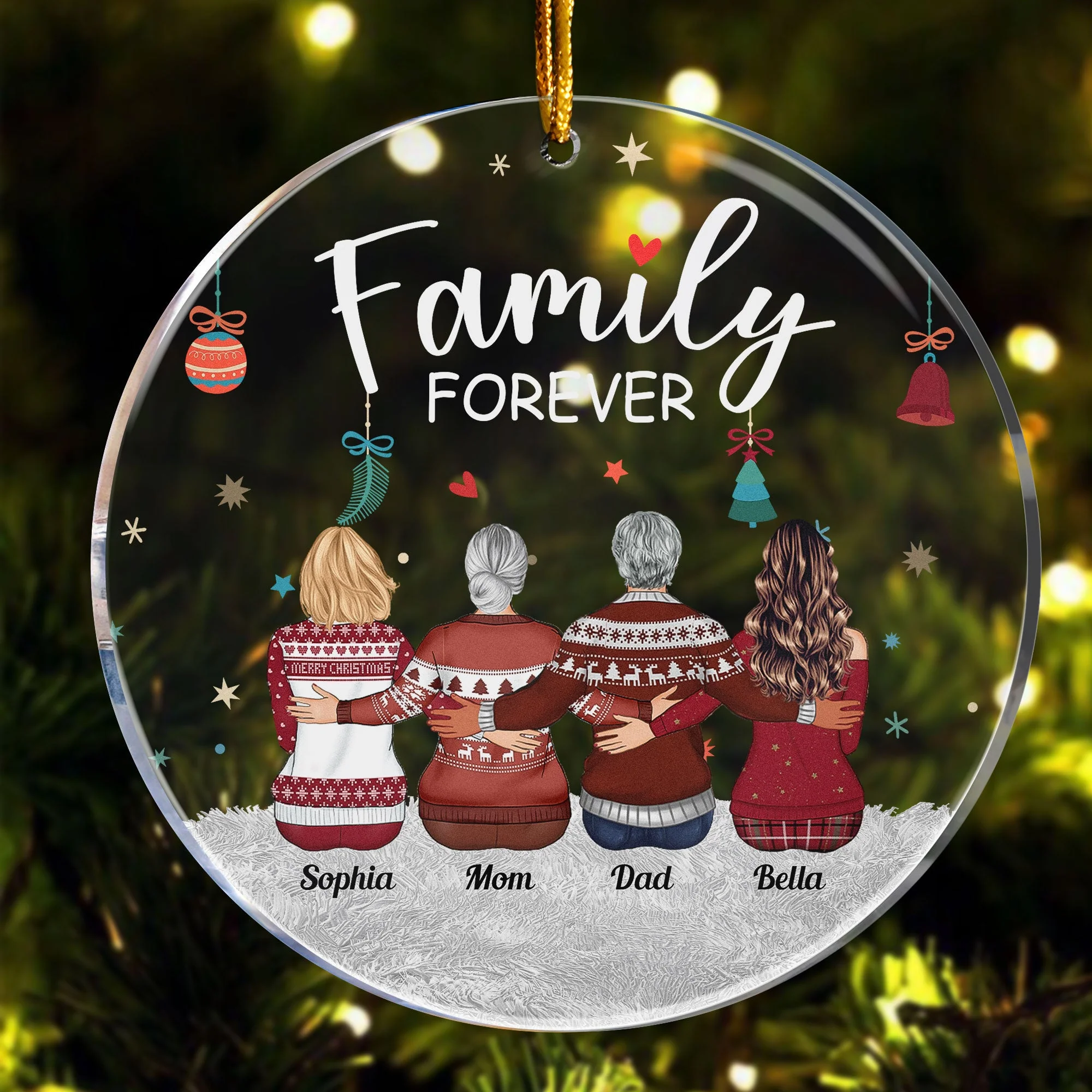 Family Forever - Personalized Acrylic Ornament - Christmas Gift For Family Members, Dad, Mom, Appreciate Gift - Image 2