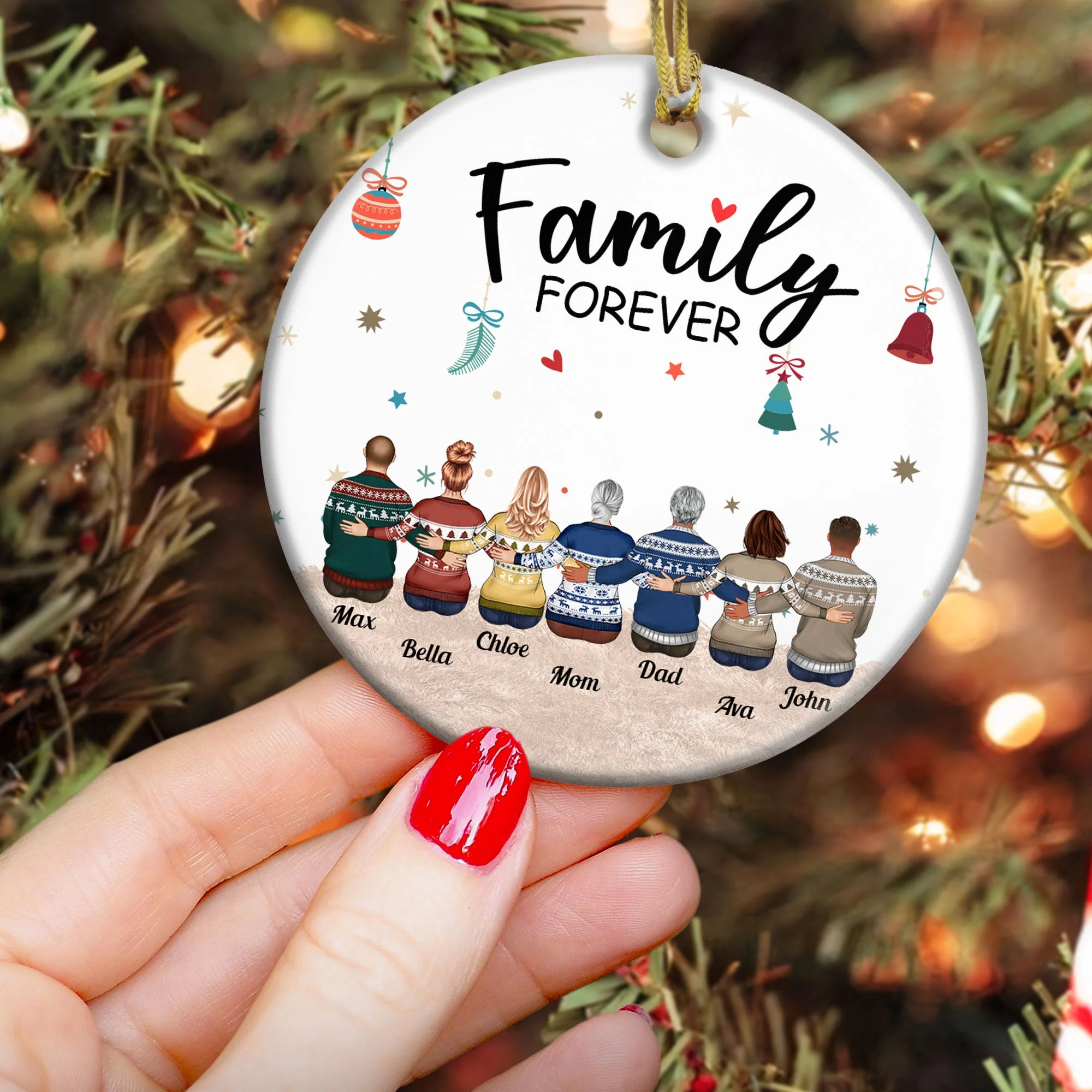 Family Forever - Personalized Ceramic Ornament - Christmas Gift For Family Members, Dad, Mom, Appreciate Gift - Image 3