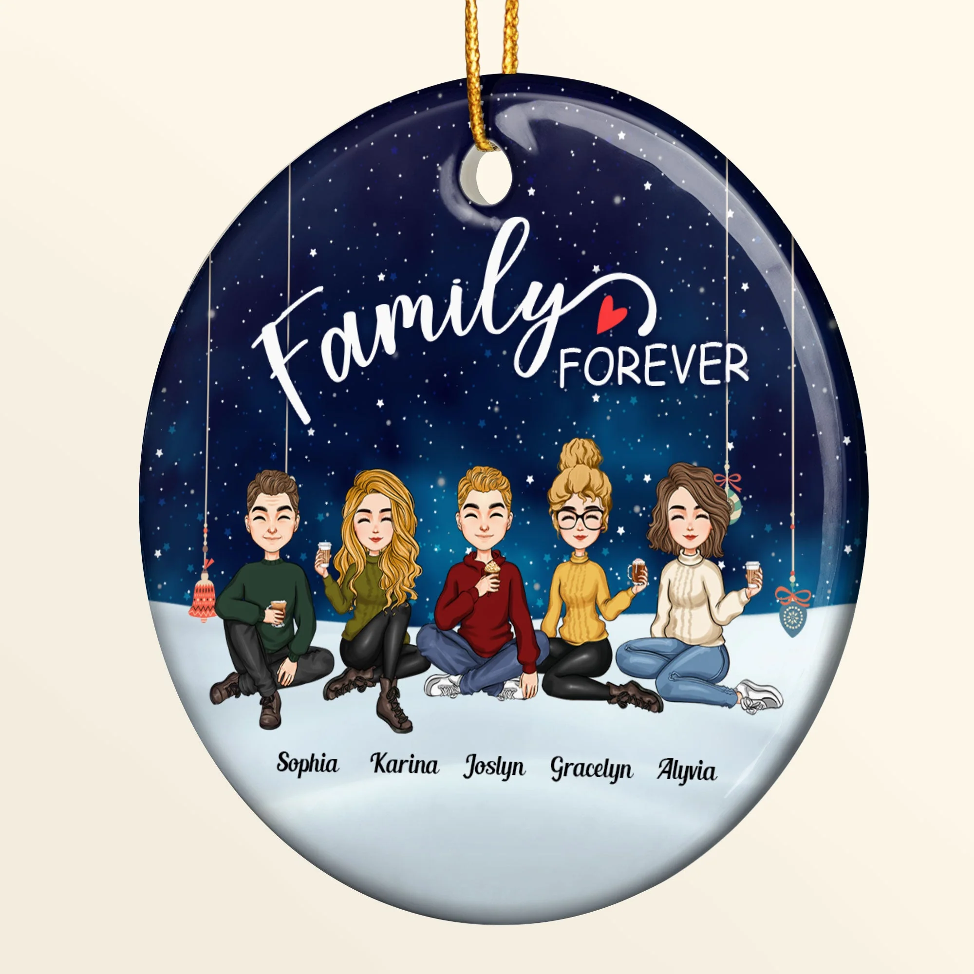 Family Forever - Personalized Ceramic Ornament - Image 2