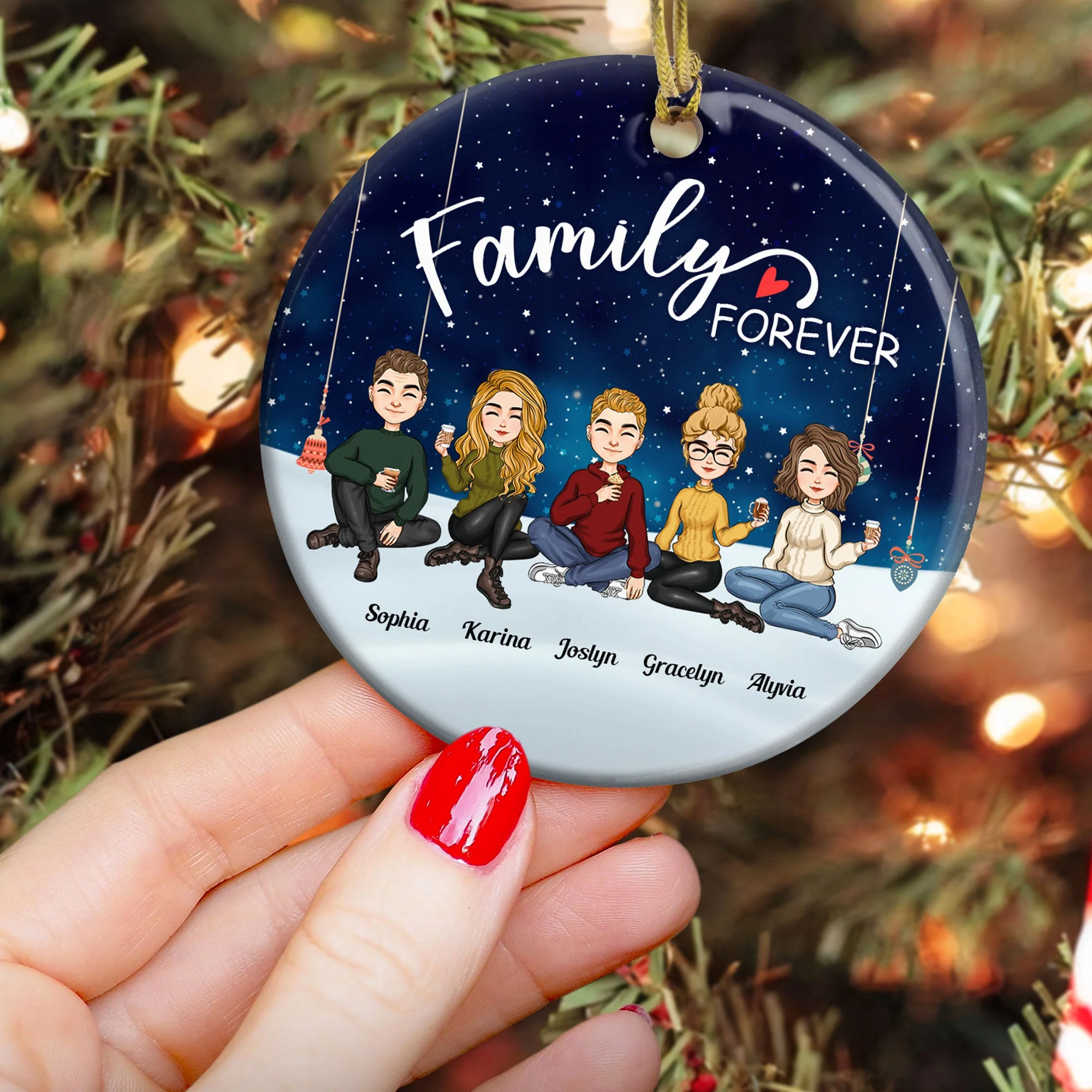 Family Forever - Personalized Ceramic Ornament - Image 3