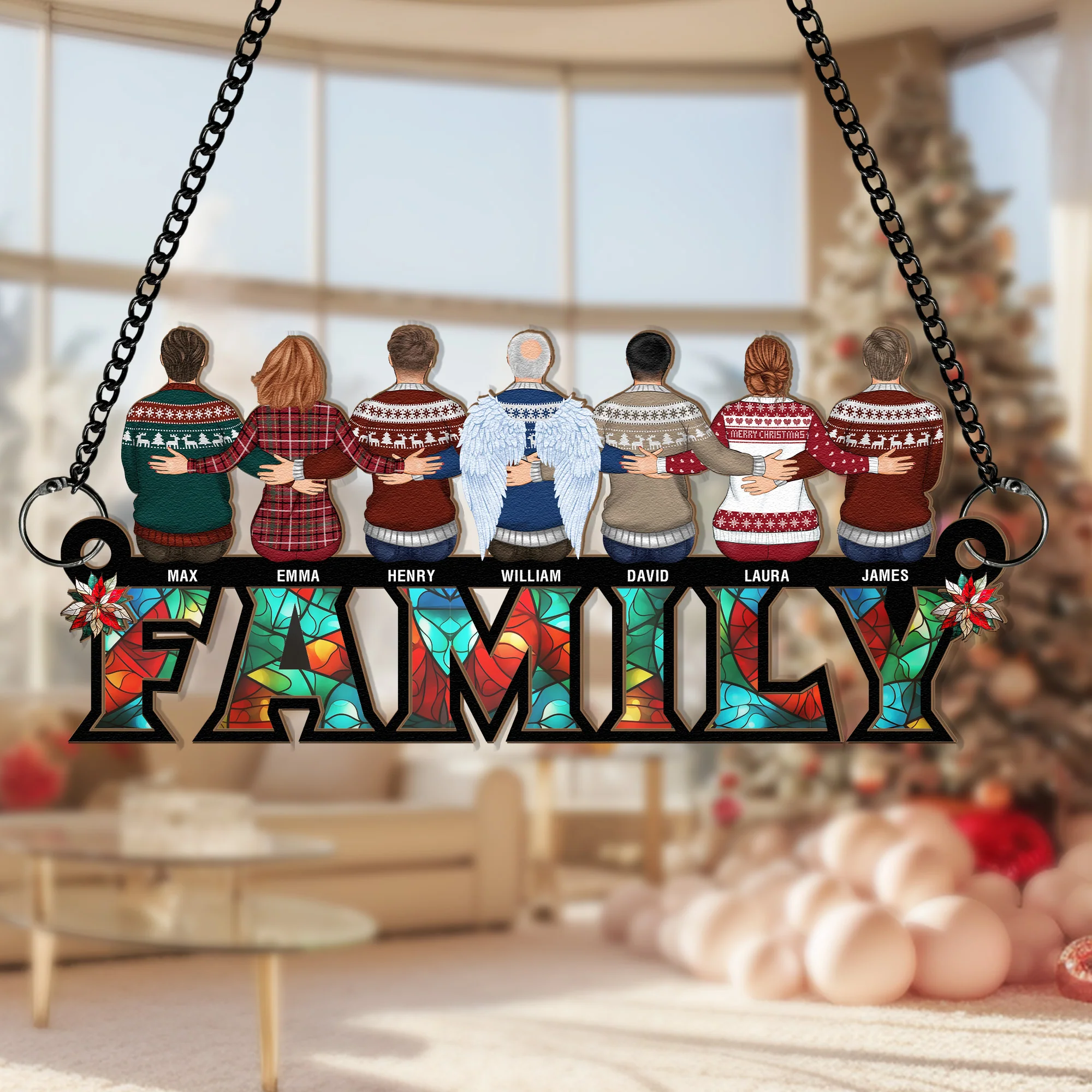 Family Forever Together - Personalized Window Hanging Suncatcher Ornament - Image 2