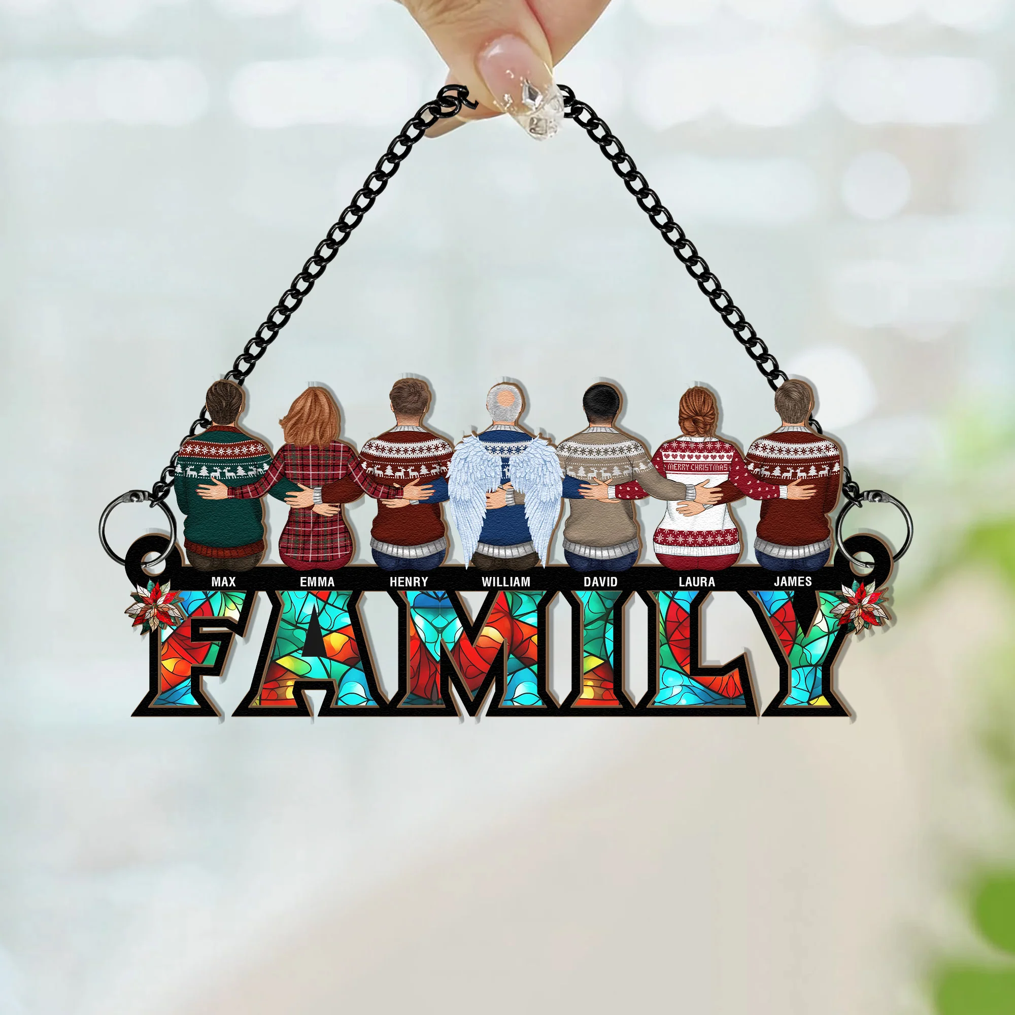 Family Forever Together - Personalized Window Hanging Suncatcher Ornament - Image 3