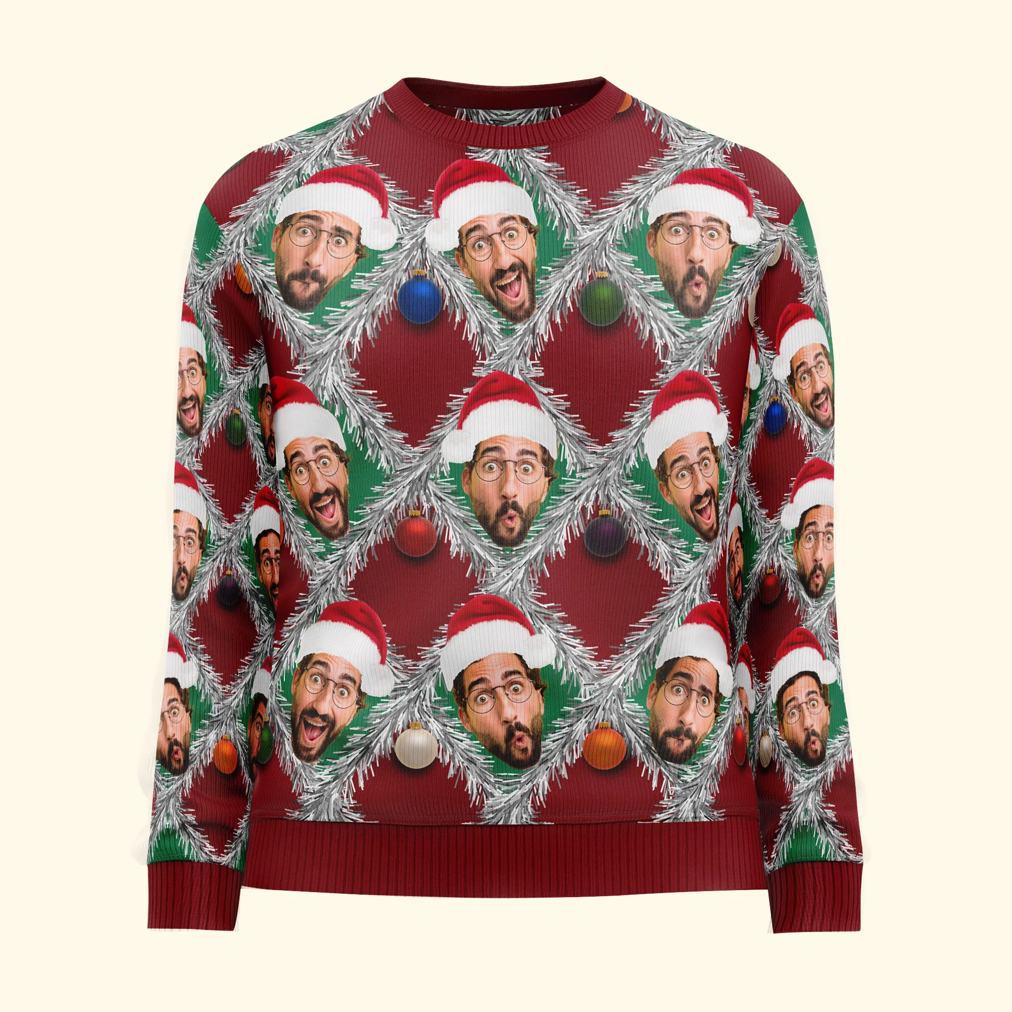 Family Funny Faces - Personalized Photo Ugly Sweater - Image 4