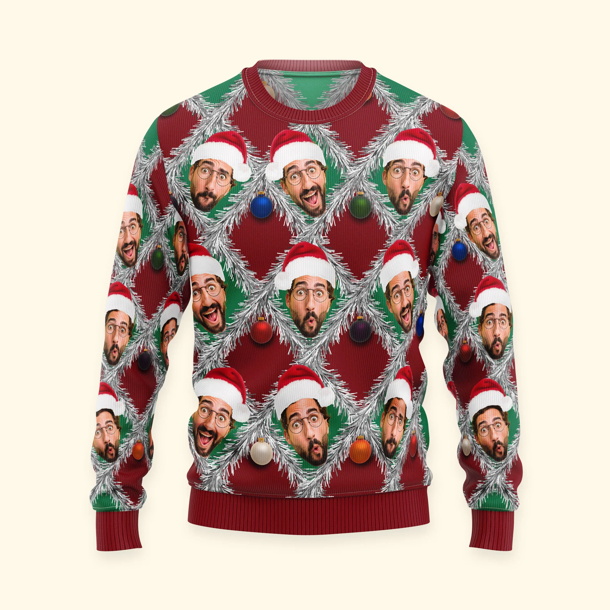 Family Funny Faces - Personalized Photo Ugly Sweater - Image 5
