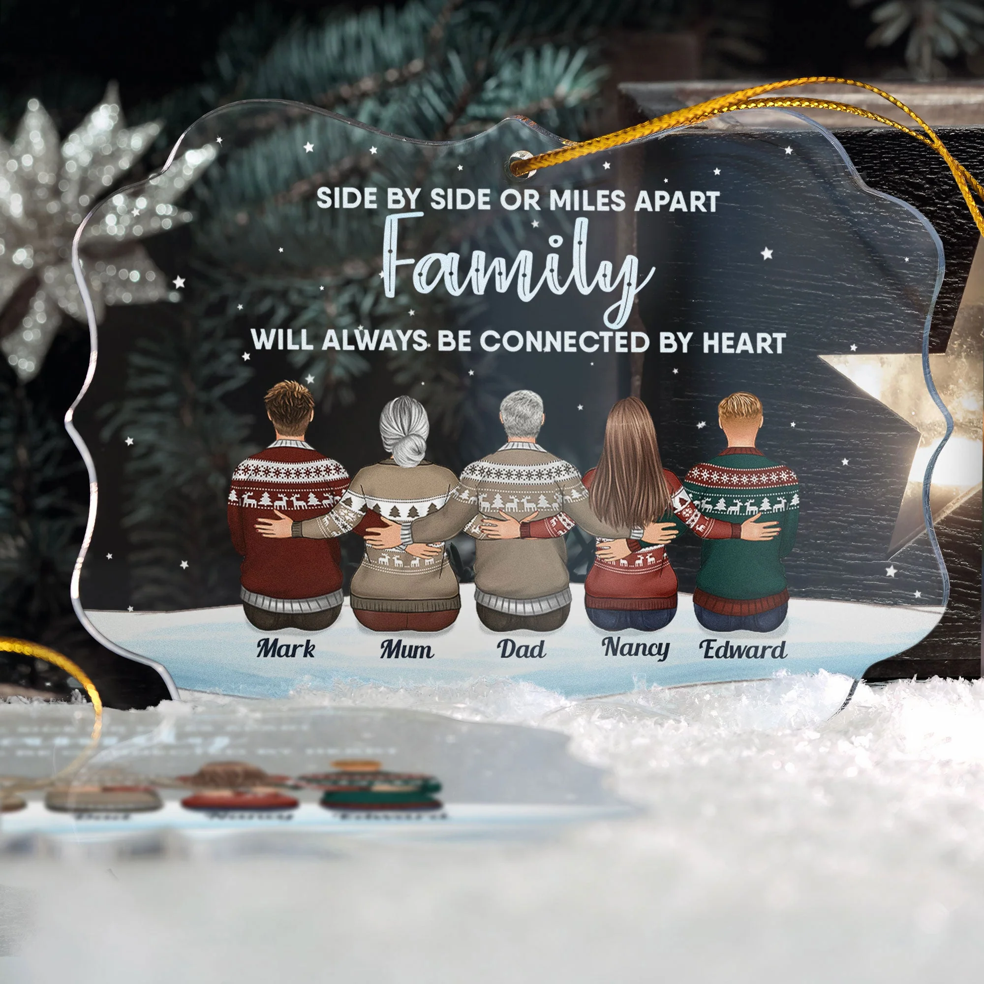 Family Is A Gift That Lasts Forever - Personalized Acrylic Ornament - Christmas Gift For Family, Friends - Family Sitting - Image 3