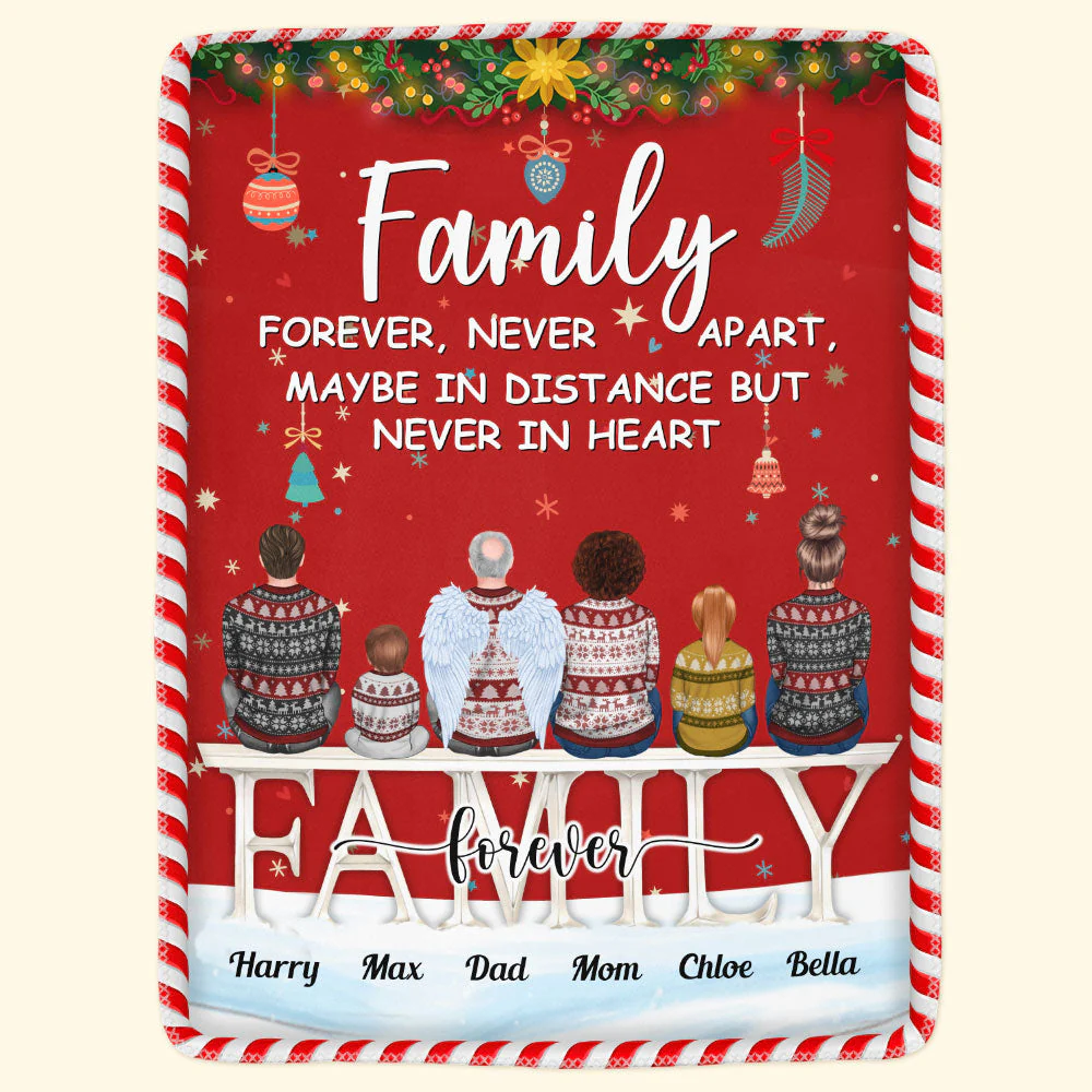 Family Is Never Apart In Heart - Personalized Blanket - Image 2